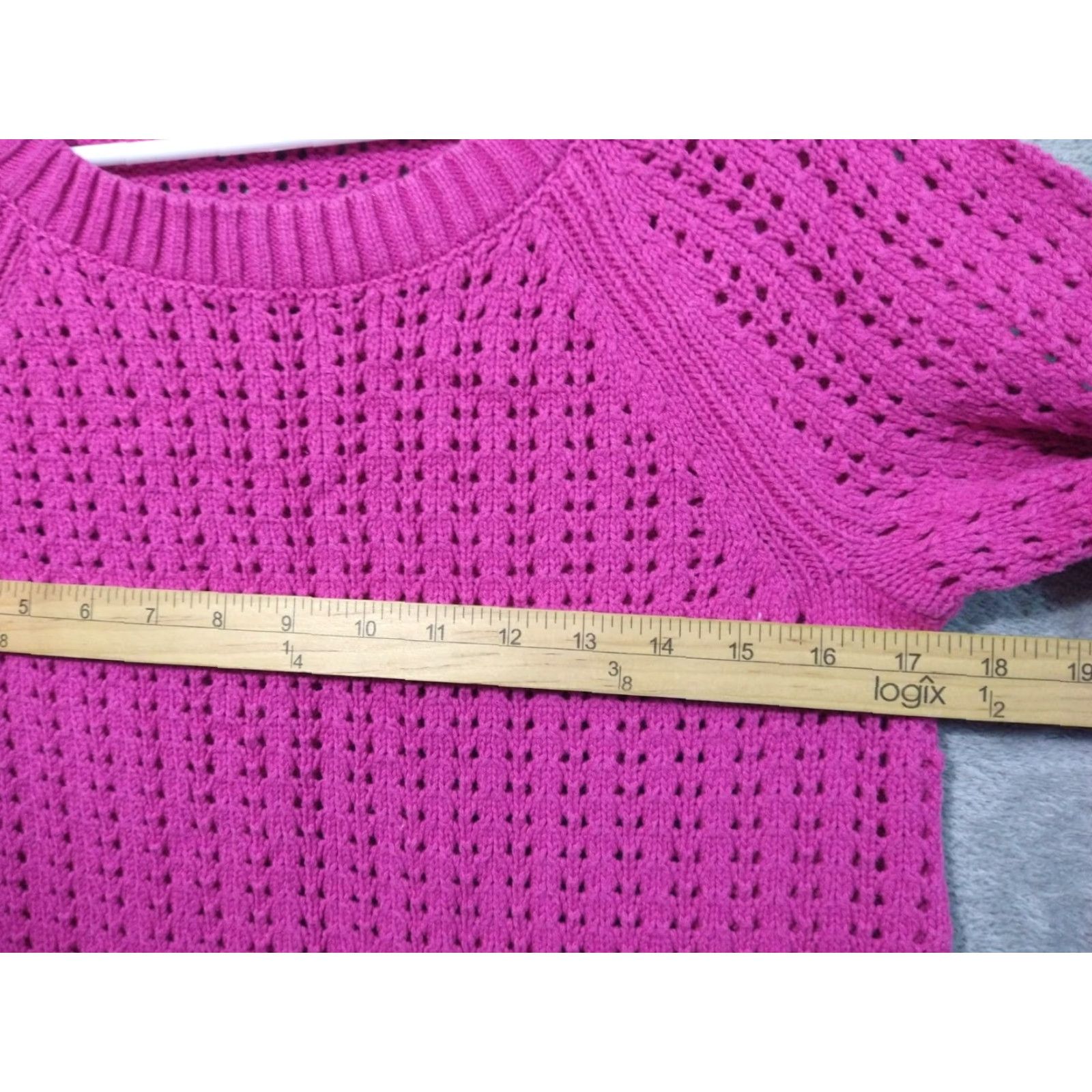 Talbots Talbots Womens Medium Pink Pullover Beachy Coastal Crochet Barbie Sweater Size M / US 6-8 / IT 42-44 - 4 Thumbnail