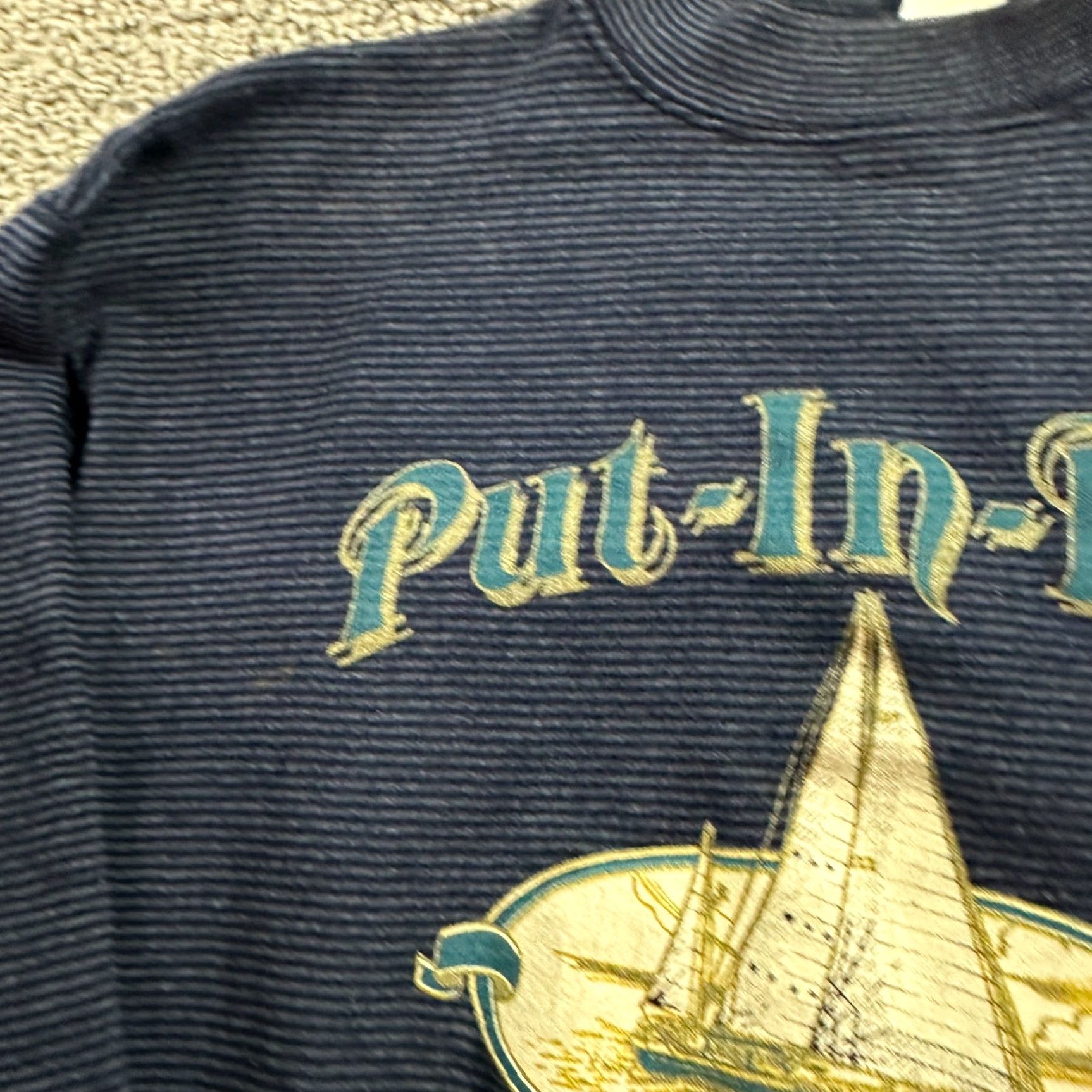 Fruit Of The Loom VINTAGE Sweatshirt Mens Large Blue Put In Bay Ohio Sailing Sail Boat Crewneck Size US L / EU 52-54 / 3 - 6 Thumbnail