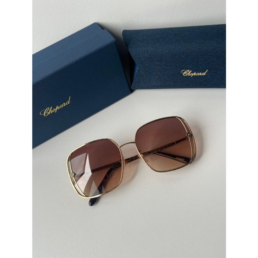 Chopard NEW Chopard SCHG33S Gold Brown Square Sunglasses $1400 Size ONE SIZE - 3 Thumbnail