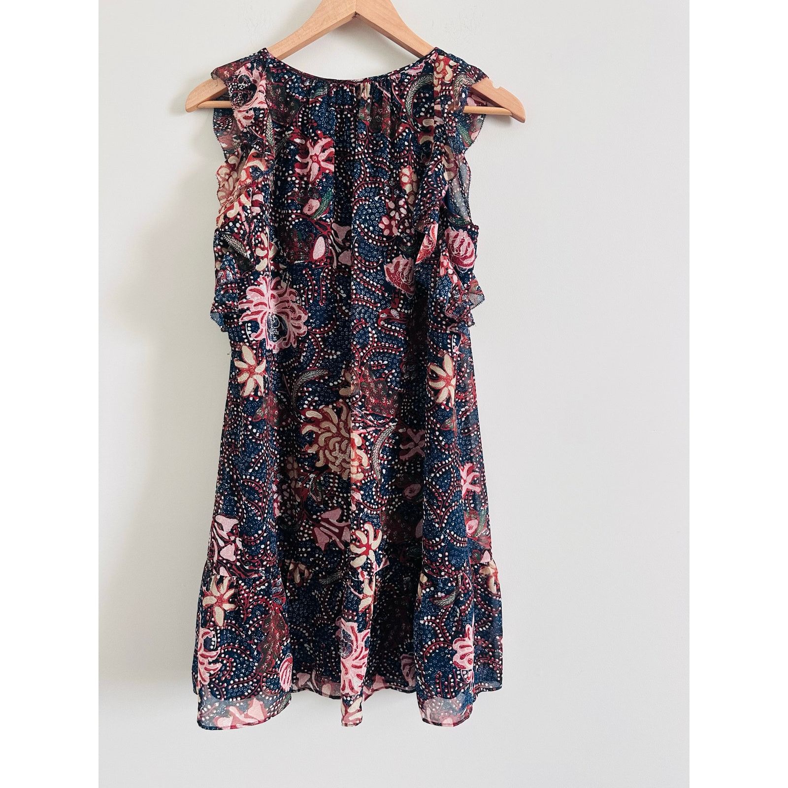 Madewell Madewell Navy Sea Floral Print Ruffle Mini Dress Size Small Size S / US 4 / IT 40 - 2 Thumbnail