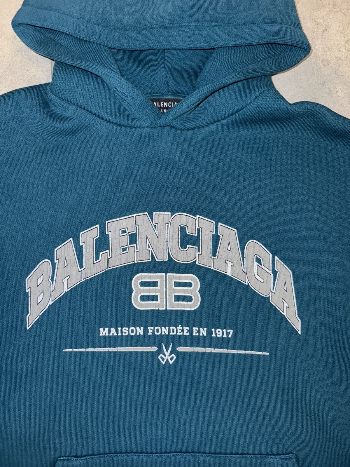 Balenciaga Balenciaga Maison Fondee Blue Hoodie Size US XS / EU 42 / 0 - 2 Thumbnail