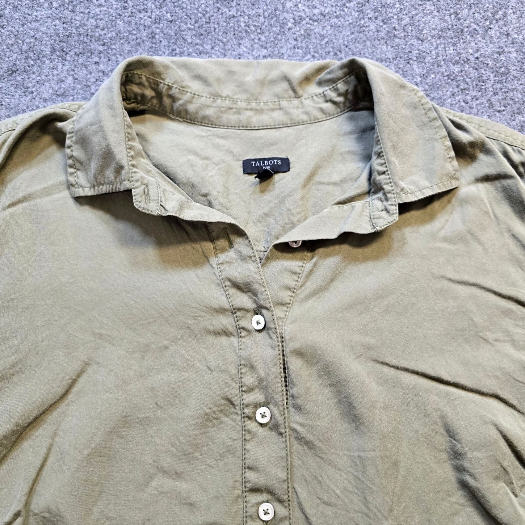 Talbots Talbots Top Womens 2X Green Collared Tunic Blouse Shirt Casual Career Plus Size Size XXL / US 16-18 / IT 52-54 - 2 Thumbnail