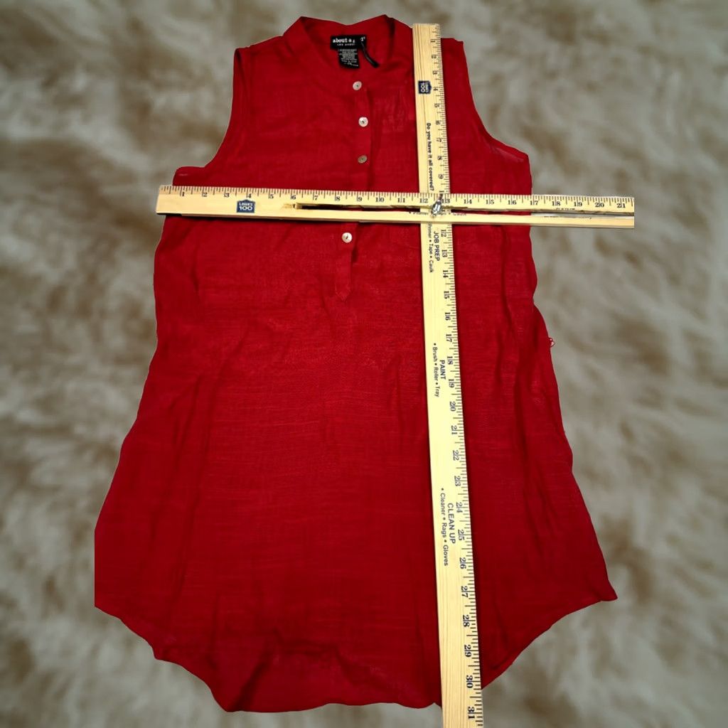 Vintage About A Girl Tank XS Red Tunic Womens 1/2 Button Pullover Rayon Blend New Size XS / US 0-2 / IT 36-38 - 1 Thumbnail
