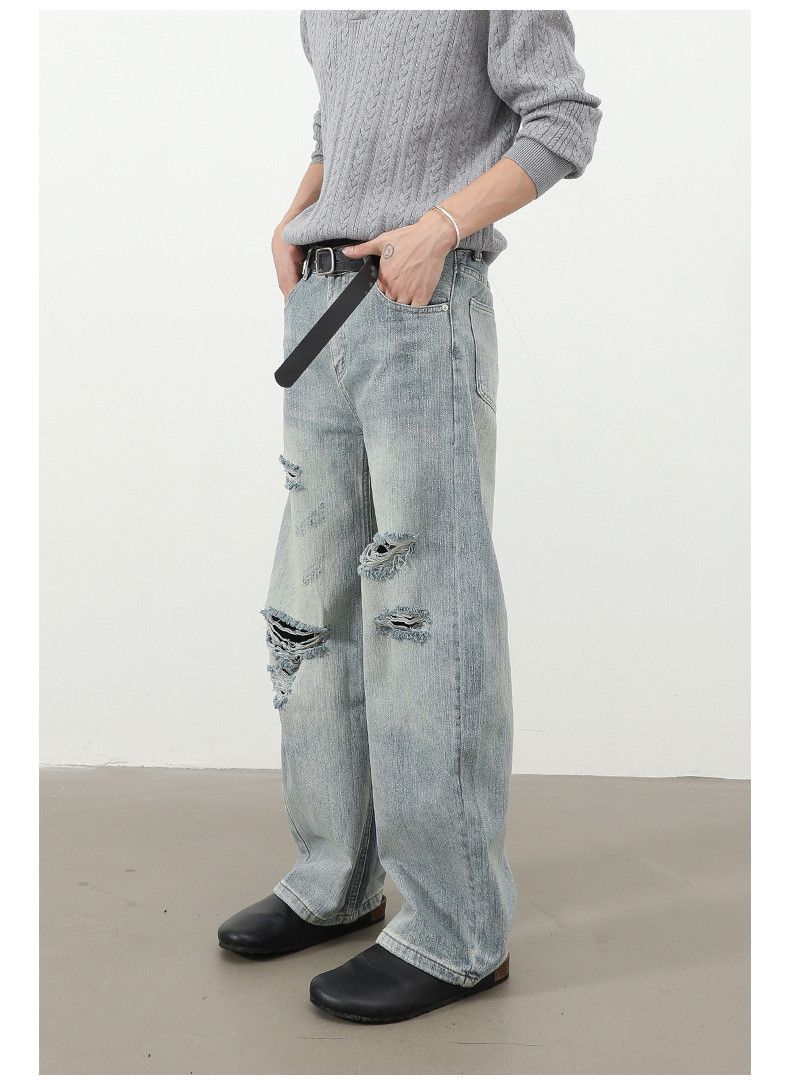Jean Retro men's loose American high street ripped scimitar jeans Size US 32 / EU 48 - 4 Thumbnail