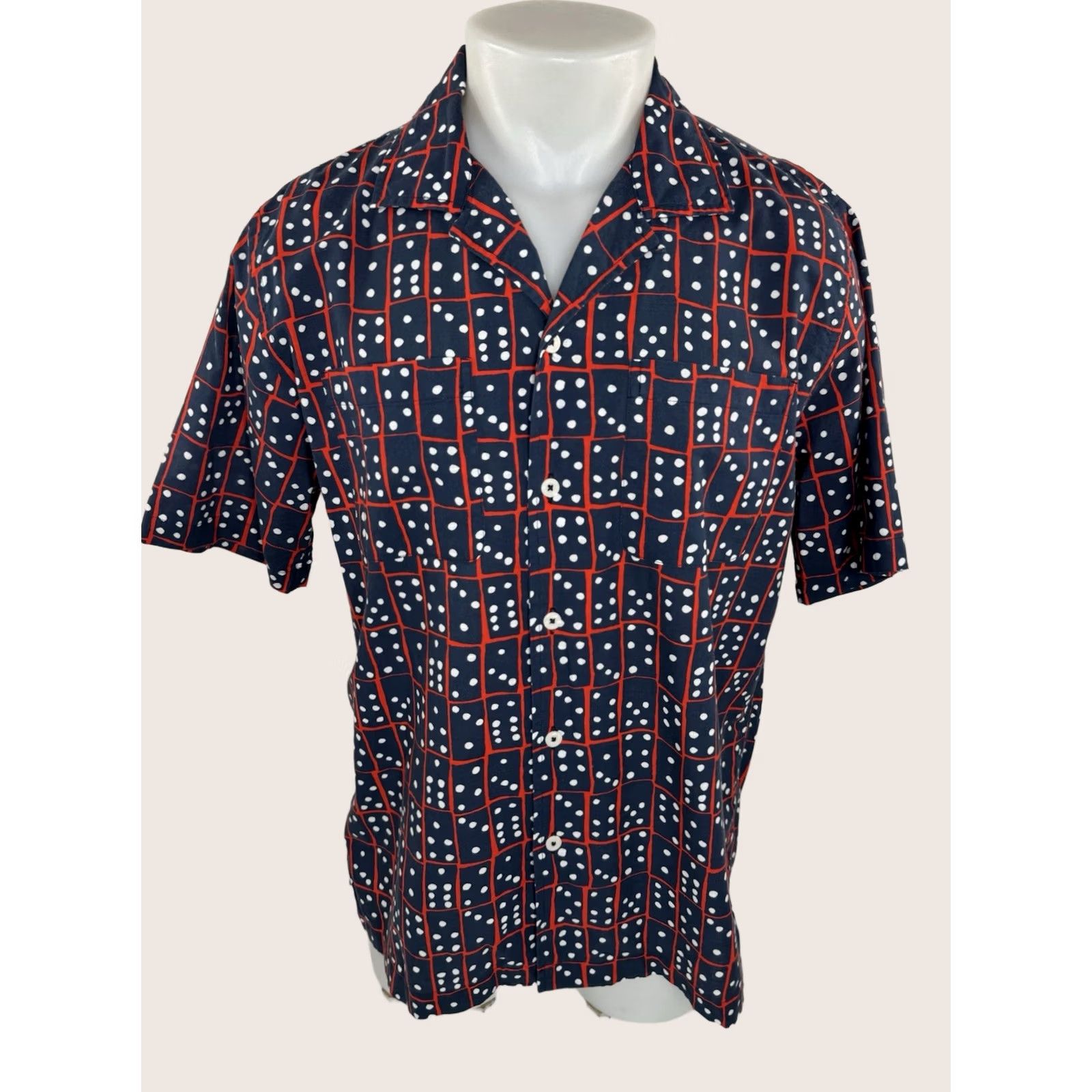 Todd Snyder TODD SNYDER / ALBIATE - DOMINO Print Loop Collar Mens L Shirt Size US L / EU 52-54 / 3 - 1 Thumbnail