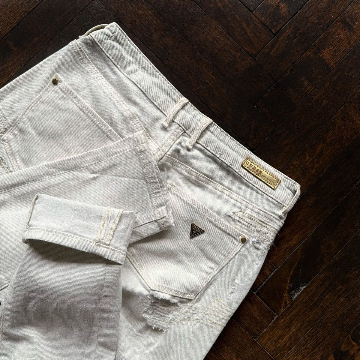 Guess Guess Womens White Distressed Skinny Jegging Mid Rise Jeans Size 27" / US 4 / IT 40 - 4 Thumbnail