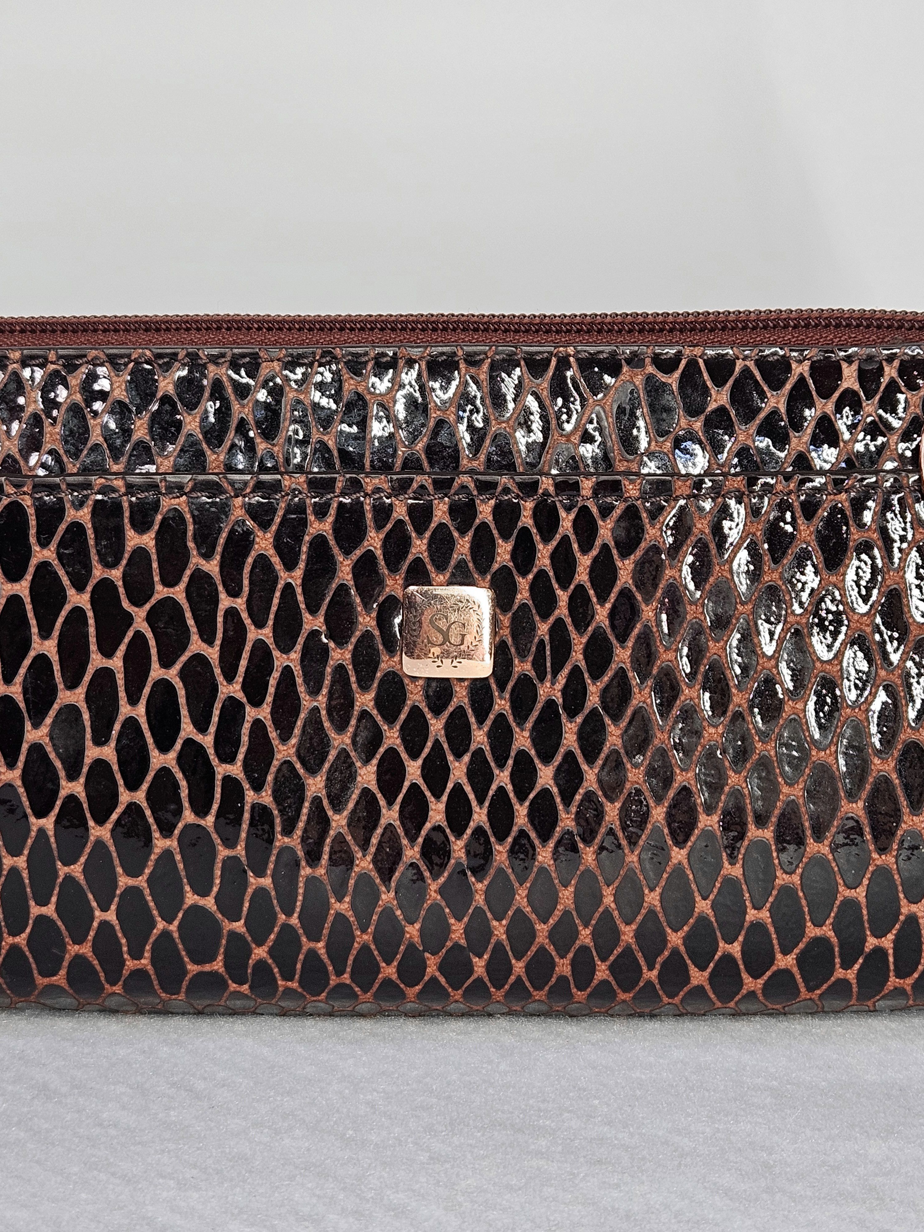Other Sharon Gioe 8x4.5x2" Wallet Leather Embossed Snake Burgundy Size ONE SIZE - 7 Thumbnail