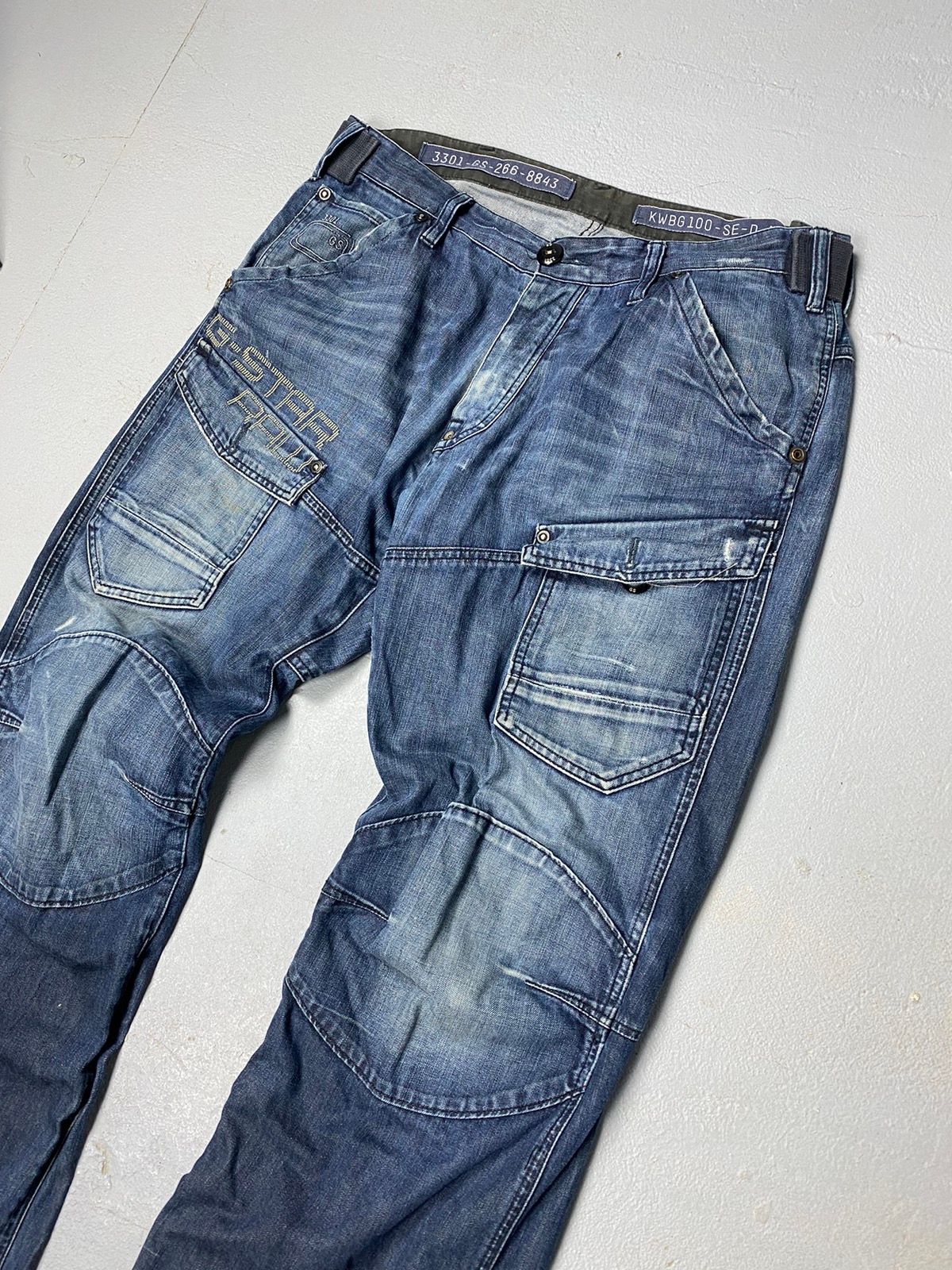 Pre-owned G Star Raw X Gstar Vintage G-star Raw Cargo Loose Biker Denim Jeans In Blue