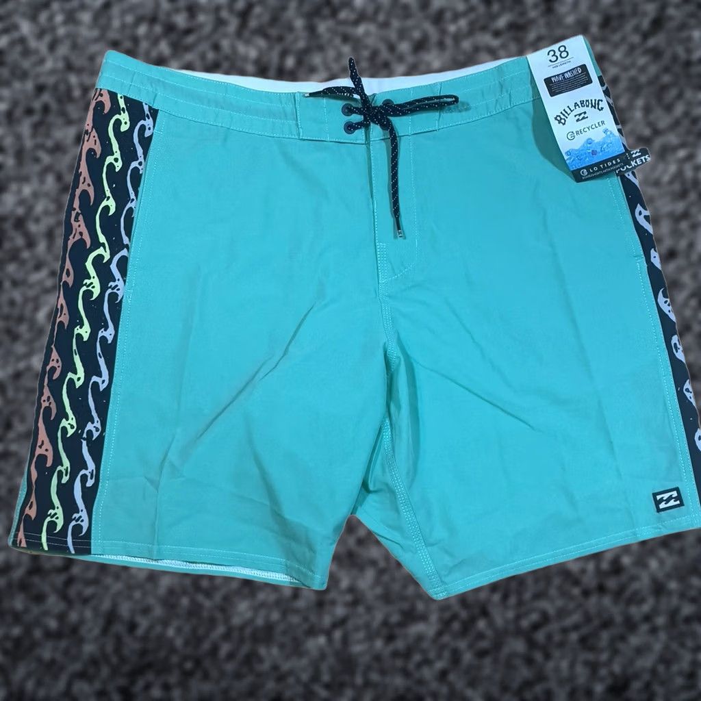 Billabong Billabong Board Shorts Men 38 NWT Multicolor Pockets Recycler Lo Tides DBAH Green Mid Length Size US 38 / EU 54 - 1 Thumbnail