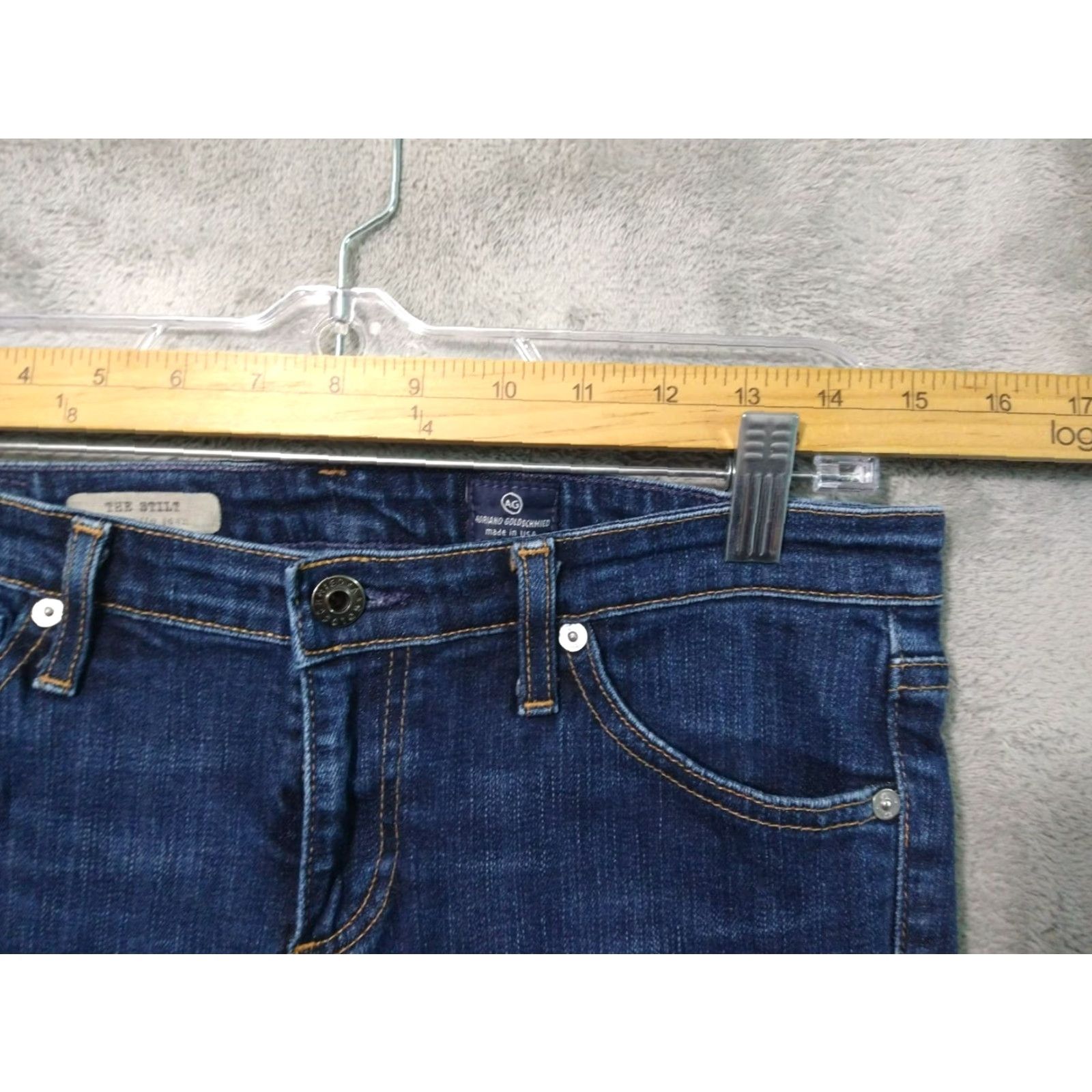 Denime Adriano Goldschmied Jeans Womens 28 Blue Denim The Stilt Cigarette Dark Wash AG Stilt Skinny 5-Pocket Design Size 28" / US 6 / IT 42 - 3 Thumbnail