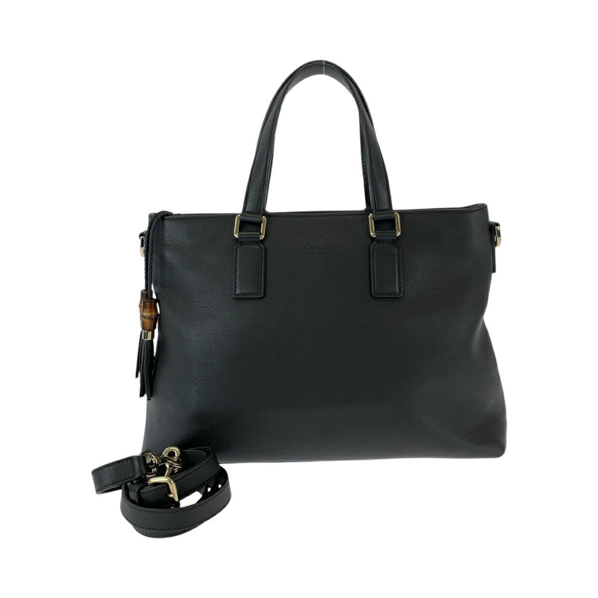 Gucci Gucci Bamboo Tassel Leather 2Way Bag Leather Shoulder Bag 365346 in Black, Women's