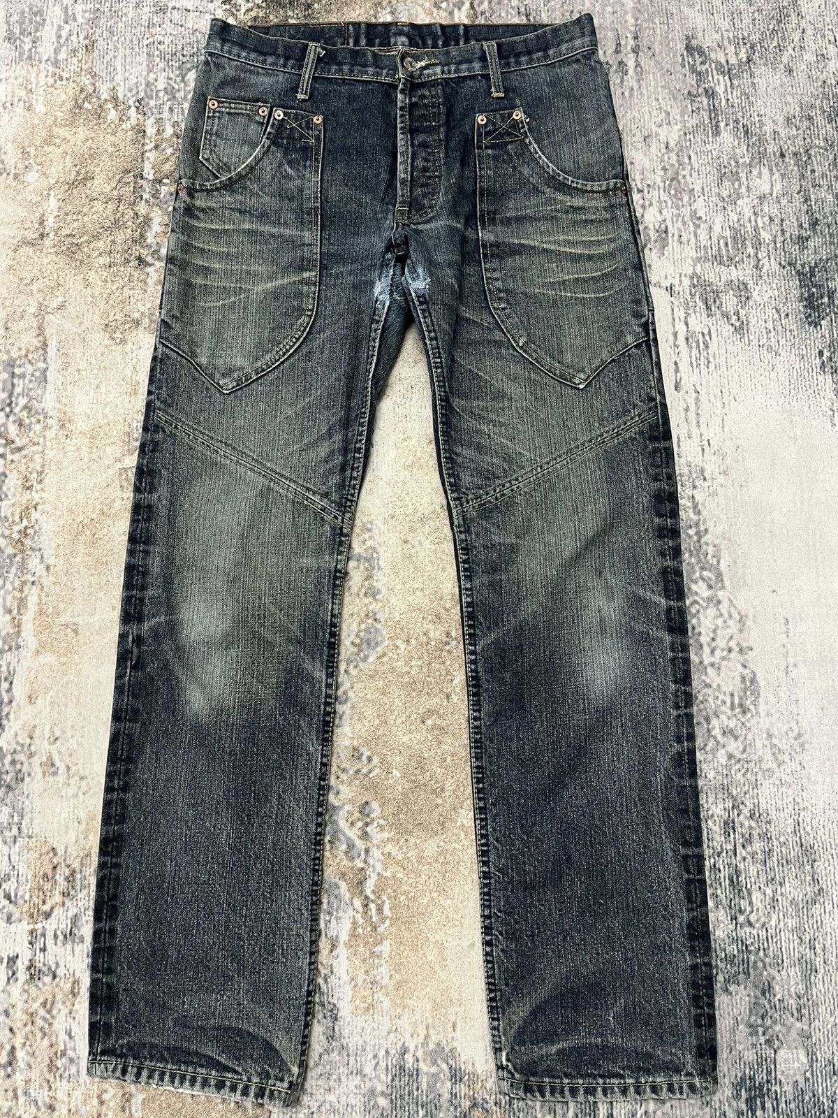 image of Avant Garde x Vintage S.o.i Japanase Brand Denim Knife Pocket Design Button Jeans in Faded Black (S