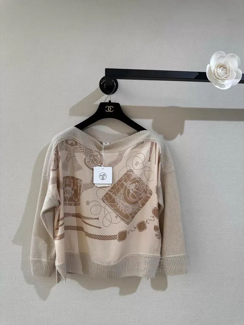 Hermes Hermes printed silk and cashmere knitted sweater Size XXS / US 00 / IT 34 - 1 Thumbnail
