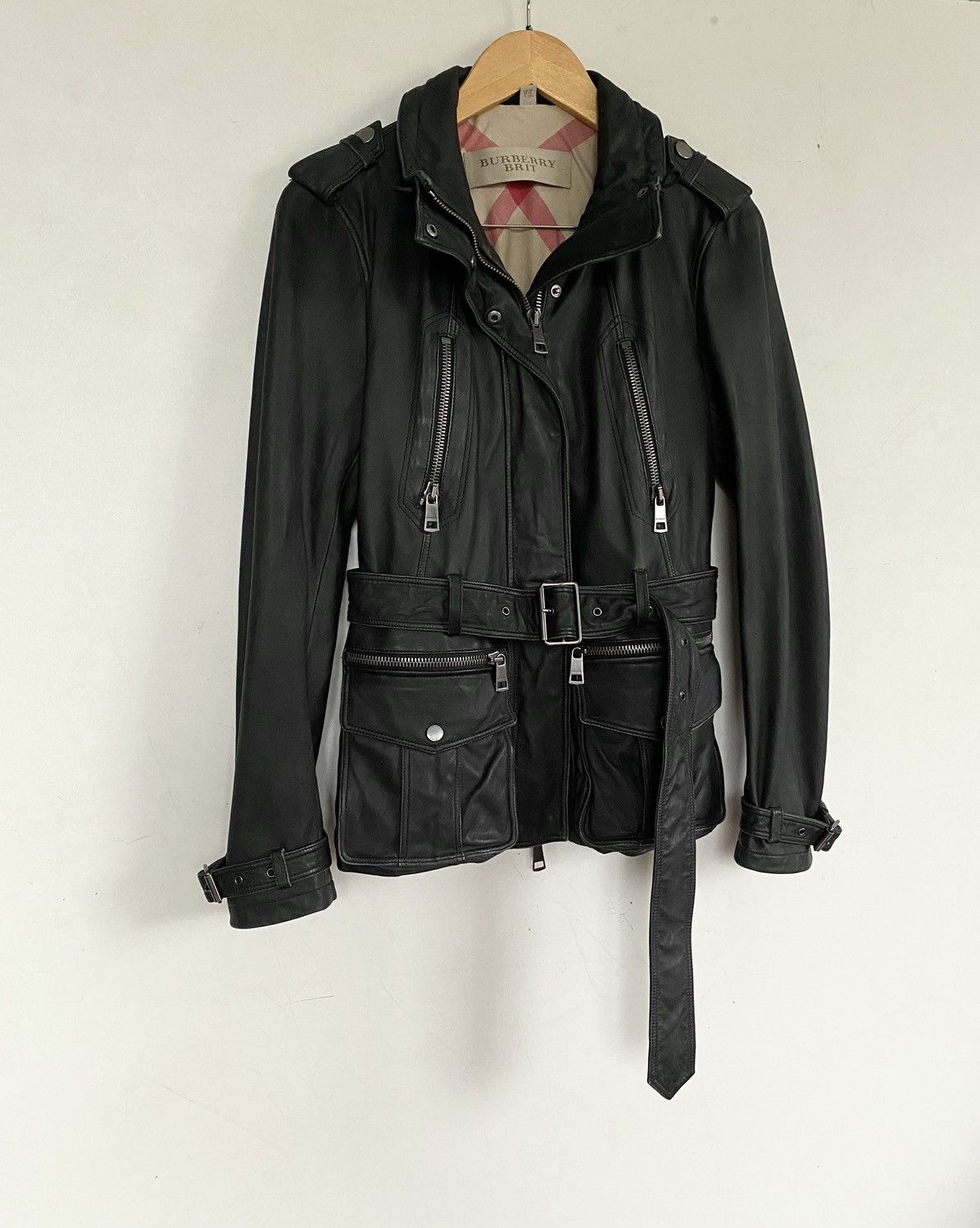 Burberry 🔥RRP 2390$ Burberry Brit Lambskin Biker Field Jacket Size S / US 4 / IT 40 - 2 Thumbnail
