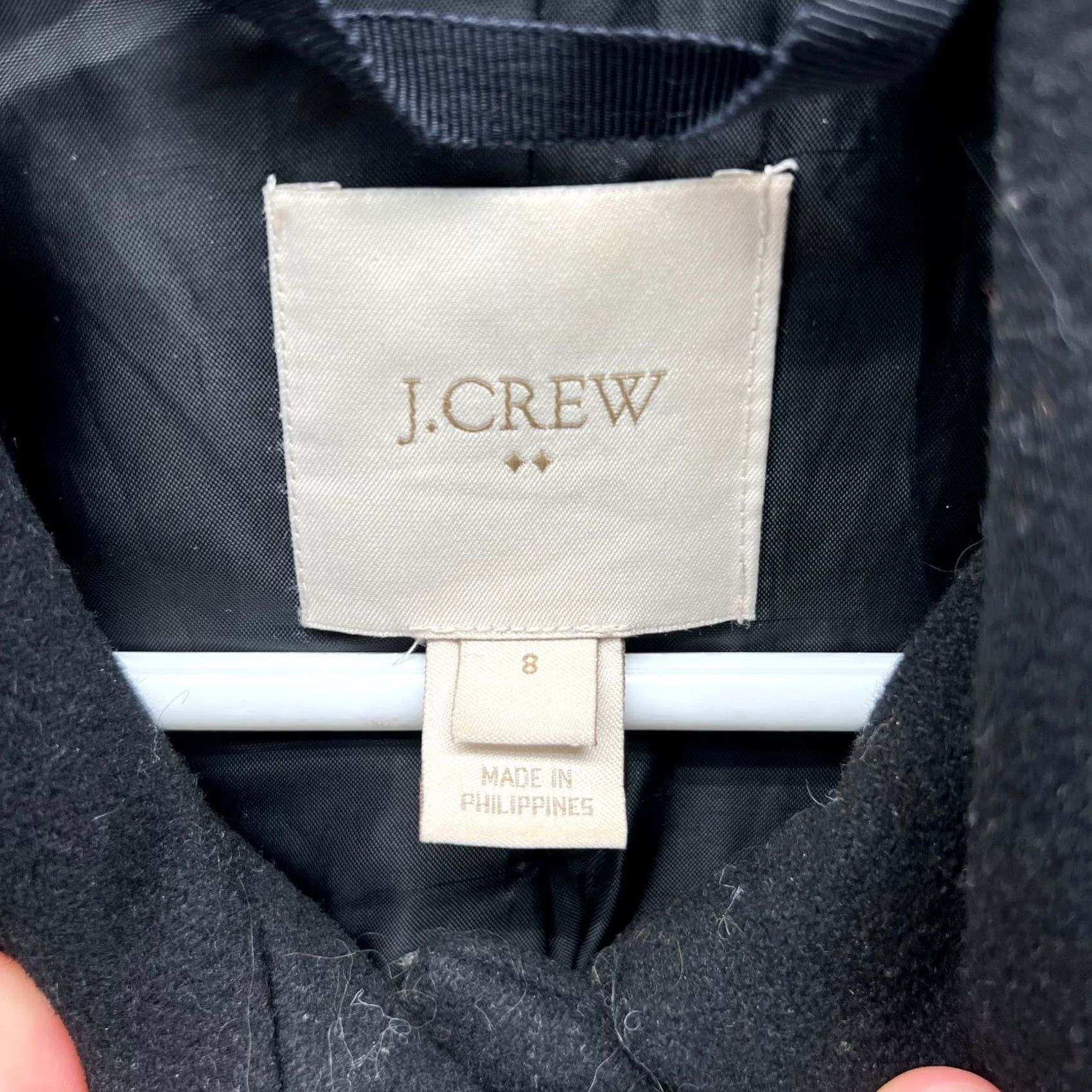 J.Crew VINTAGE J.CREW Trench Coat Women 8 Black Long Sleeve High Neck Wool Polyester Jacket Size M / US 6-8 / IT 42-44 - 3 Thumbnail
