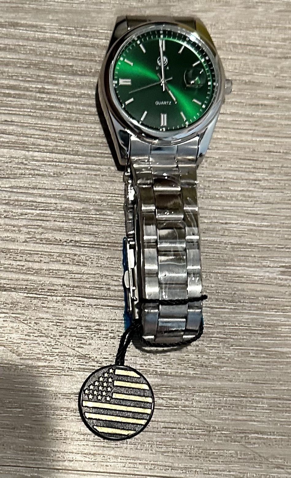 Other AJ - U.S.A Silver And Green Watch Quartz Movement With Tags Size ONE SIZE - 1 Thumbnail
