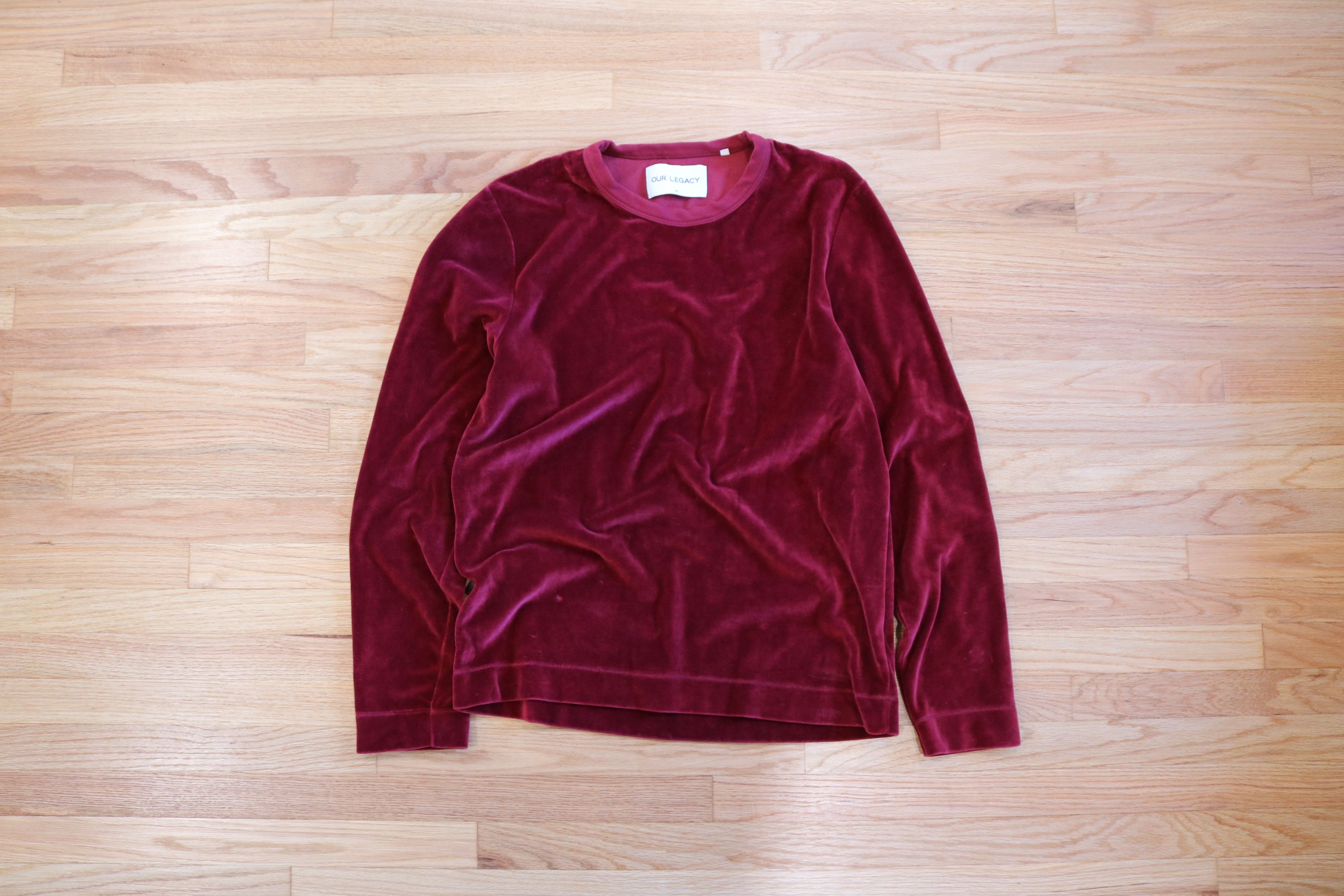 image of Our Legacy Ruby Red Velour Sweatshirt, Men's (Size Medium)