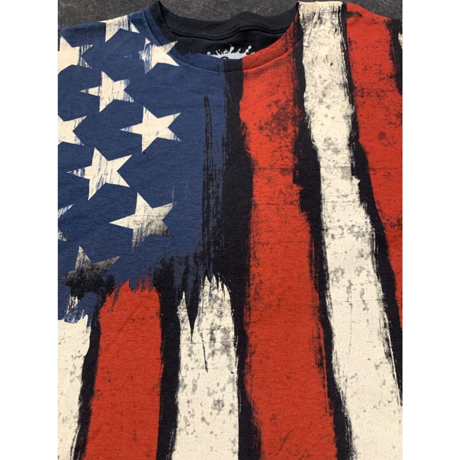 X-LARGE DOM Men's American Flag T-Shirt Distressed Short Sleeve 2XL Multicolor Size US XXL / EU 58 / 5 - 3 Thumbnail