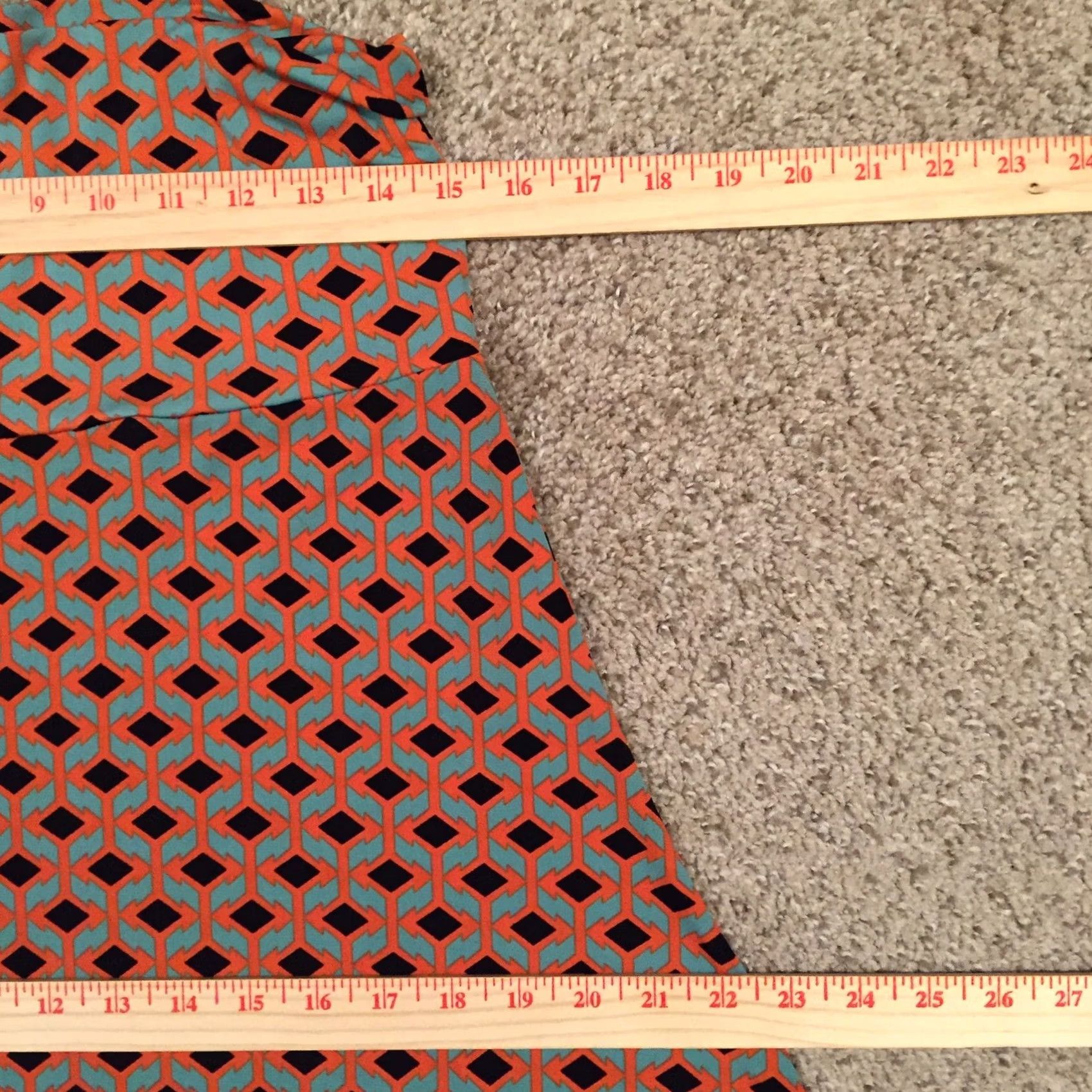 Vintage LuLaRoe Skirt Womens M Orange Maxi Green Geometric Long Unlined Pull Size 32" / US 10 / IT 46 - 3 Thumbnail