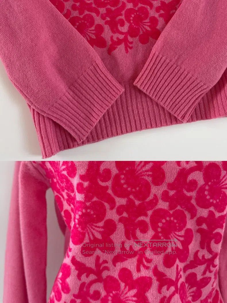 Comme des Garcons Comme des Garcons one-size-fits-all Pink Fuzzy Floral Knit Size XS / US 0-2 / IT 36-38 - 8 Thumbnail