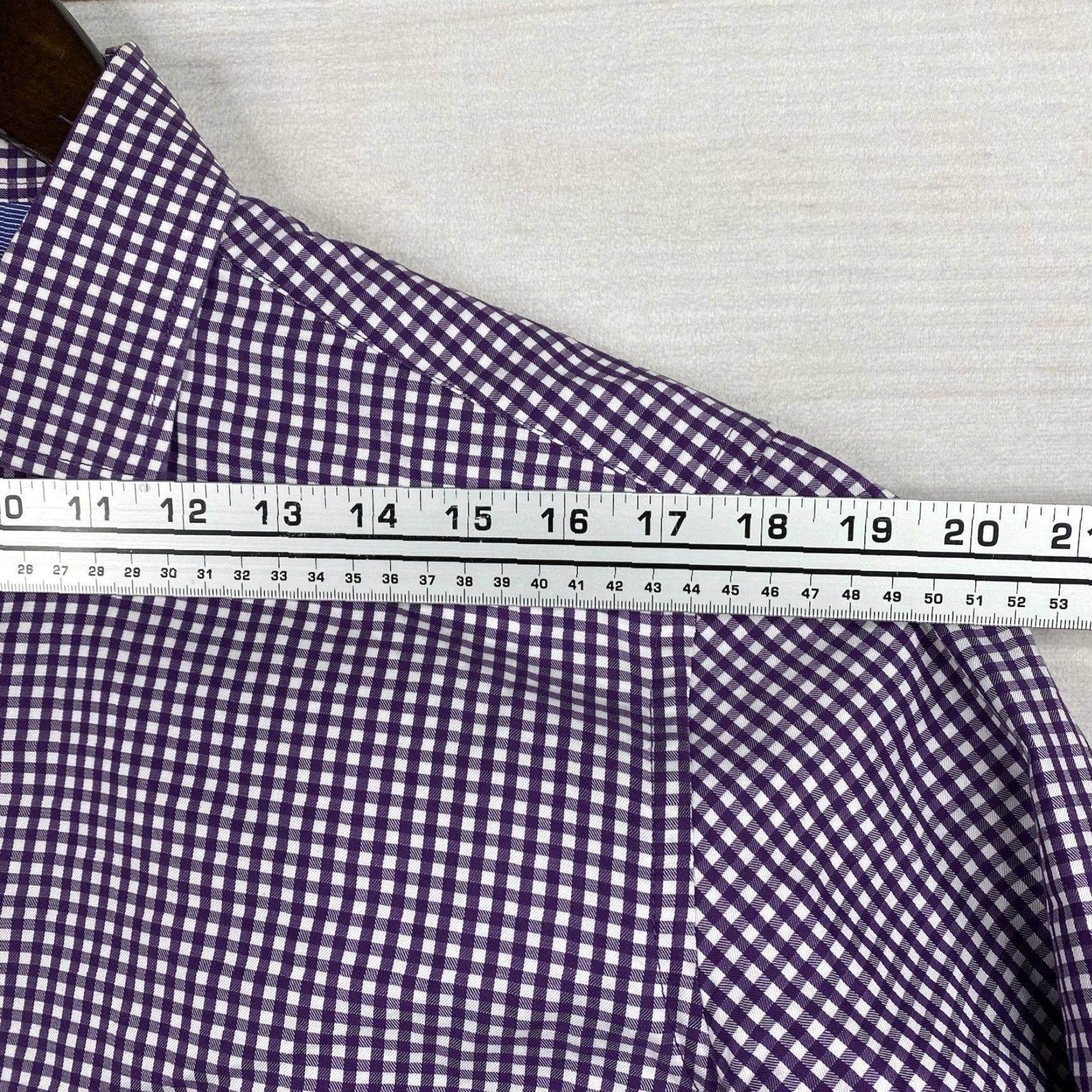 Vintage Sand Shirt Mens 42 Purple Checkered Long Sleeve Button-Up Collared Cotton button-up Size 42R - 6 Thumbnail