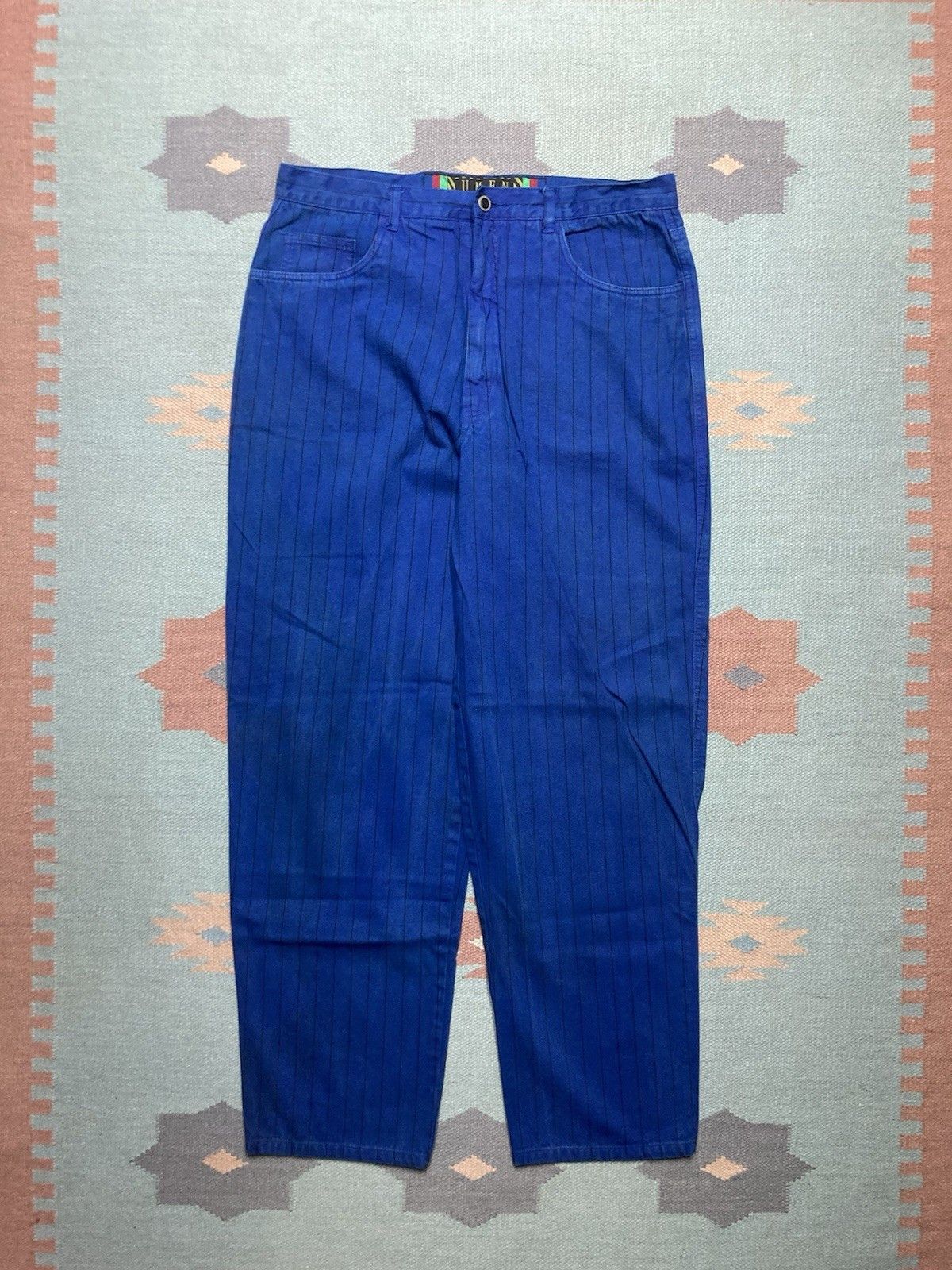 JNCO × Vintage 90s y2k baggy jeans pinstripe hip hop skater tapered 35x30 Size US 35 - 4 Thumbnail