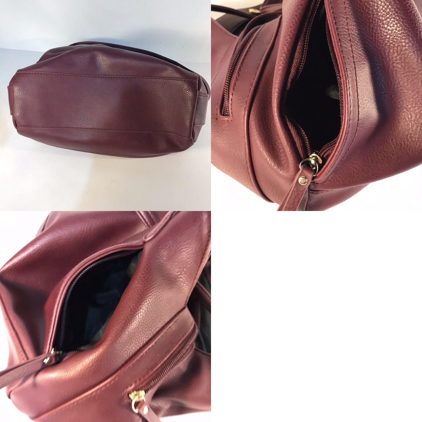 Doublet Large Burgundy Faux Leather Shoulder Bag with Double Handles and Multipockets for Women Size ONE SIZE - 8 Thumbnail