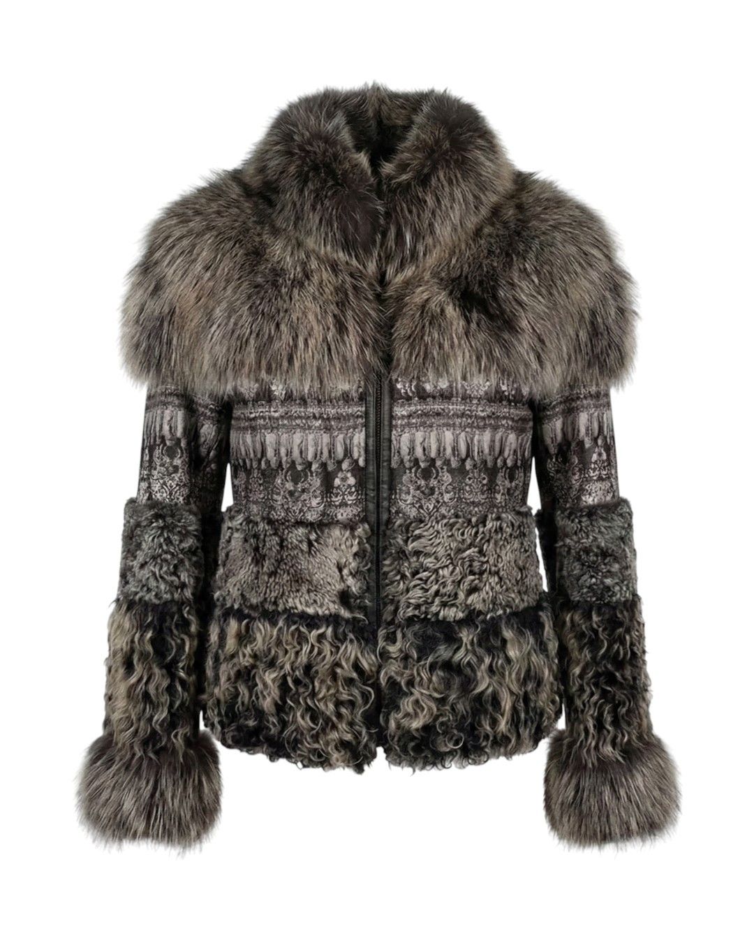 Roberto Cavalli F/W 2011 BLACK FOX/ KARAKUL FUR JACKET Size L / US 10 / IT 46 - 1 Thumbnail