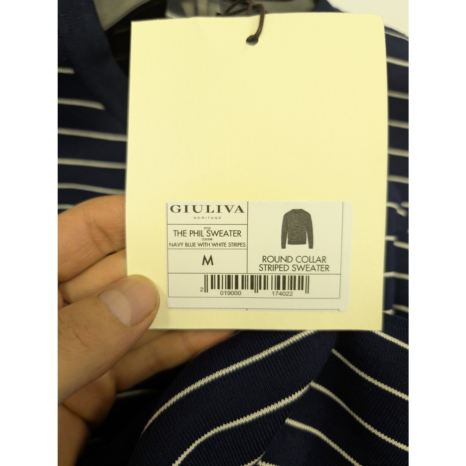 Other o1rshd1 CC20 Giuliva Round Collar Striped Sweater Blue/White Size US M / EU 48-50 / 2 - 21 Thumbnail