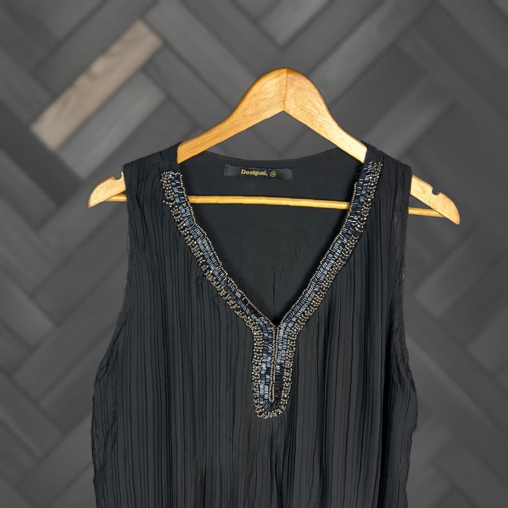 Desigual Dress Women 46 Black Polyester Floral Embroidered Midi A-Line  Sleeveless Round Neck Casual Summer Spring Modern Vintage: No -  wpequipmentugltd.com