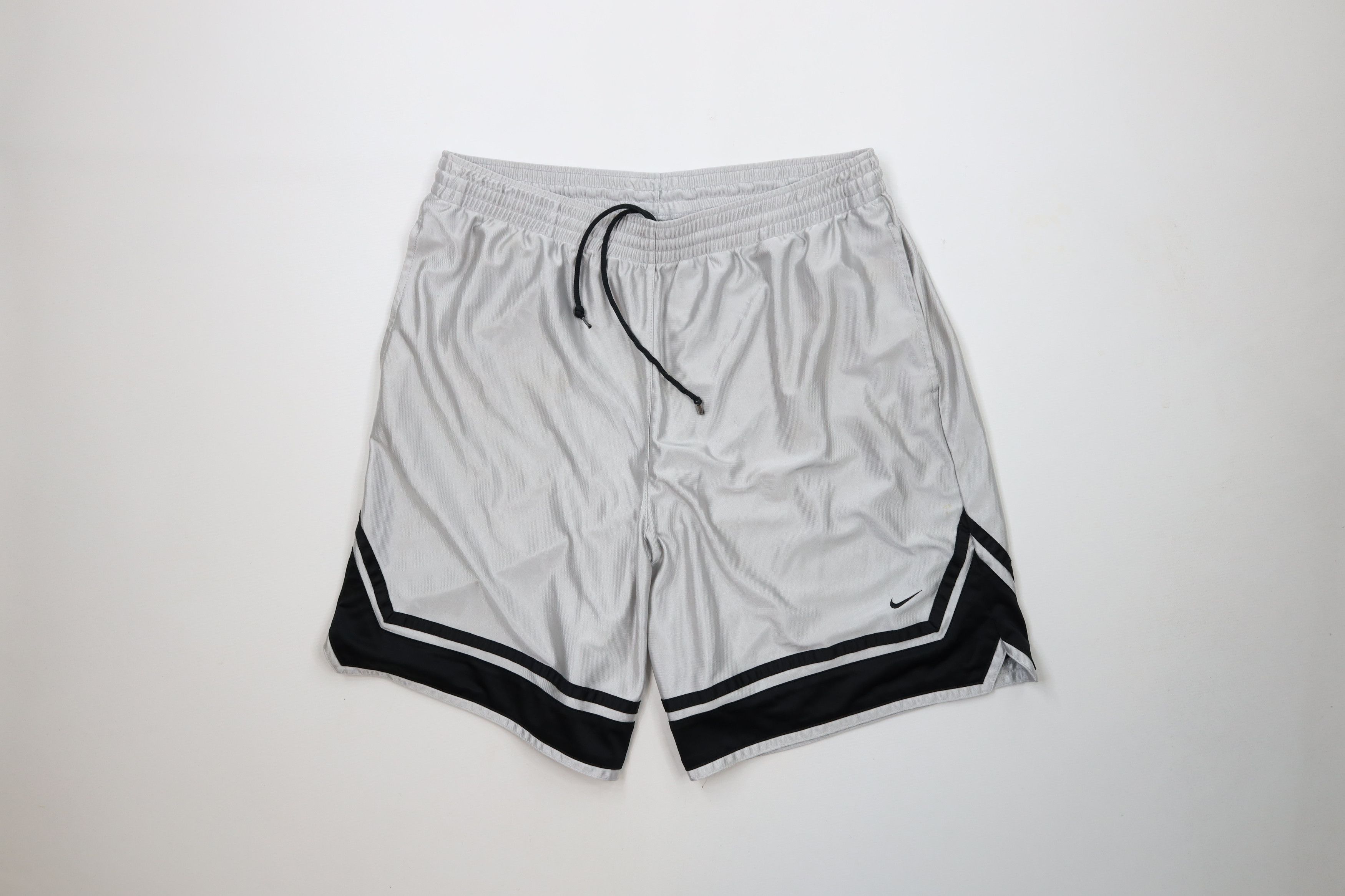 Nike × Vintage Vintage 90s Y2K Nike Mini Swoosh Basketball Shorts Silver Size US 38 / EU 54 - 1 Thumbnail