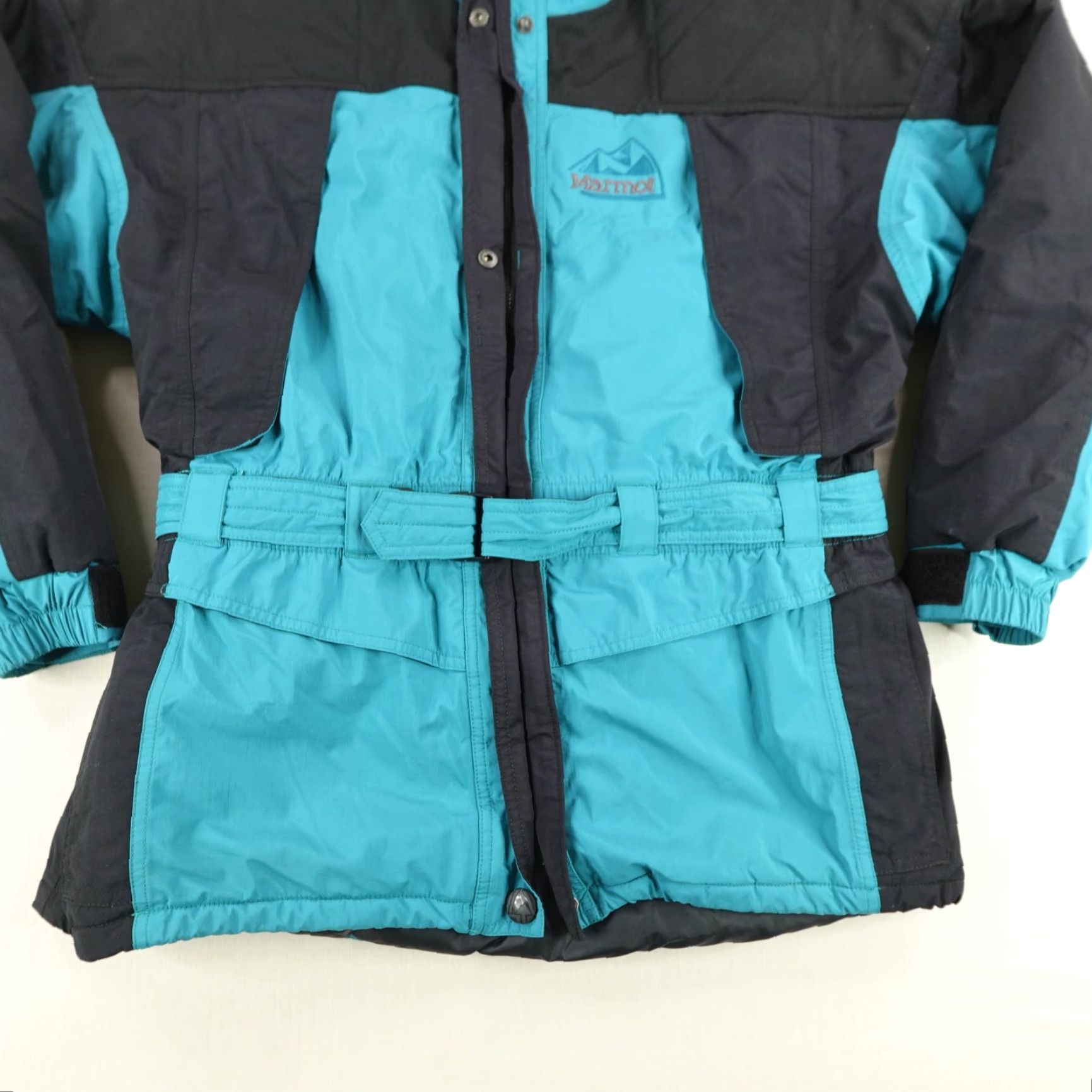 Marmot VINTAGE Marmot Jacket Mens Large Blue Black Primaloft GTX 2 Ply Belted Ski Coat Size US L / EU 52-54 / 3 - 4 Thumbnail