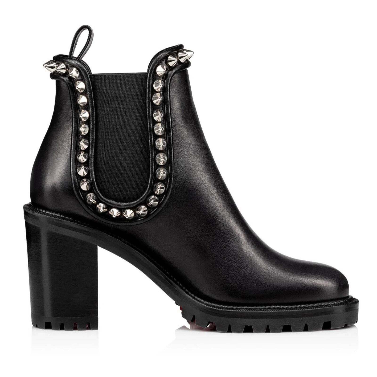 Christian Louboutin Christian Louboutin Capahutta 70 Black Leather Spike Ankle Size US 12 / IT 42 - 3 Thumbnail