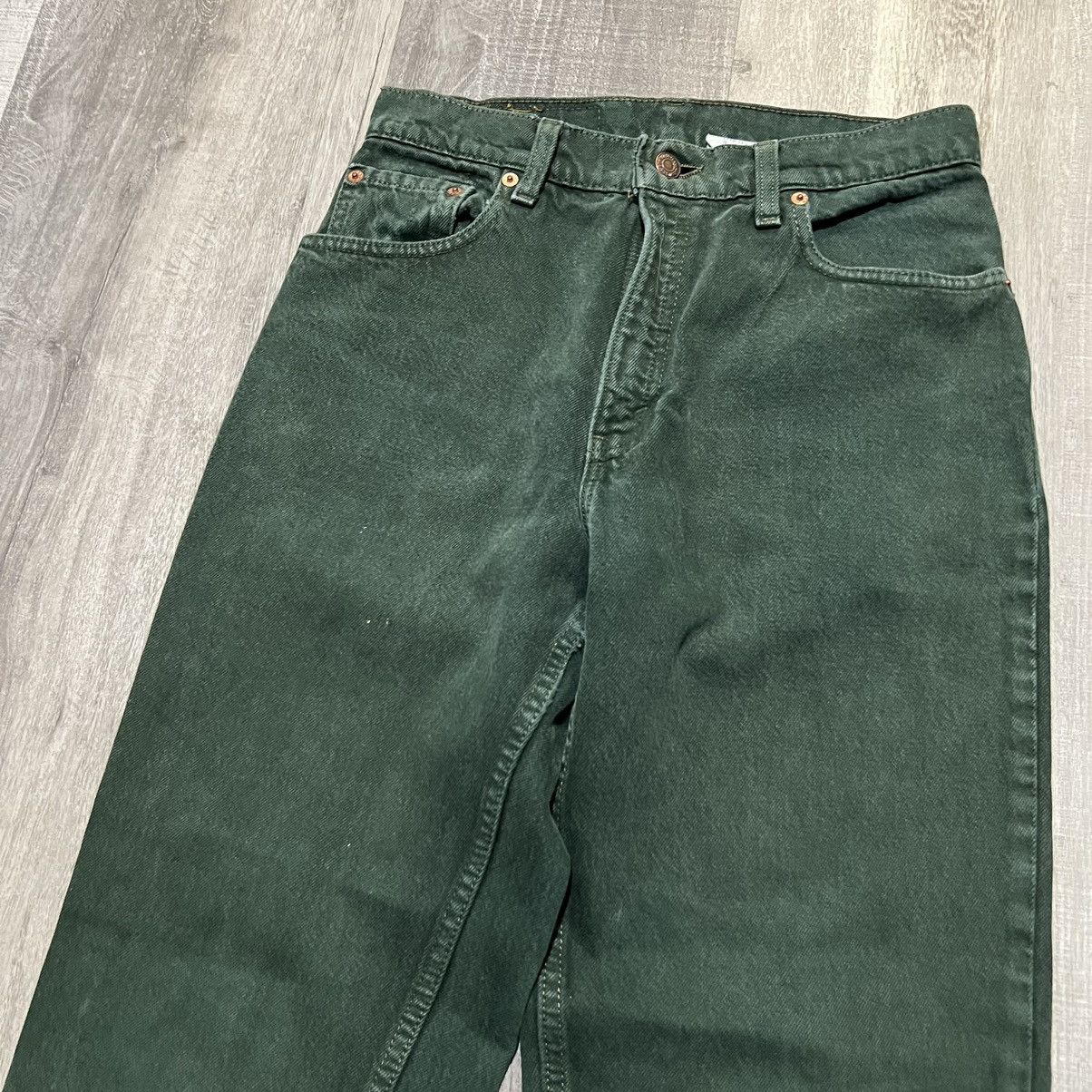 Levi's × Vintage VTG Levis 550 Dark Forest Green Relaxed Fit USA Denim Jeans Size US 29 - 2 Thumbnail