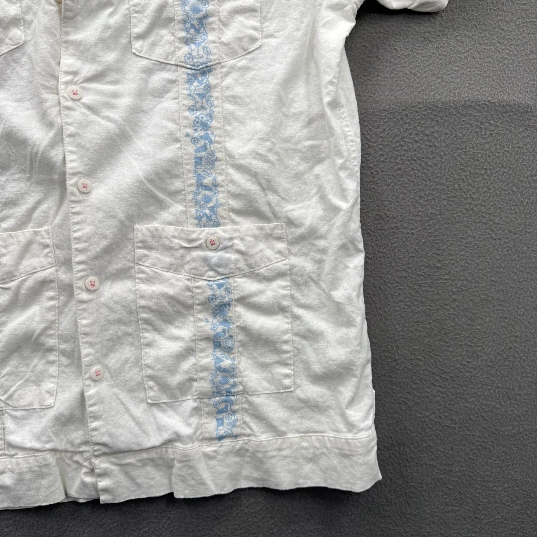 Vintage William Murray Shirt Mens M White Short Sleeve Button-Up Golf Guayabera Embroidered Pockets Linen-Viscose Lightweight Summer Size US M / EU 48-50 / 2 - 7 Thumbnail