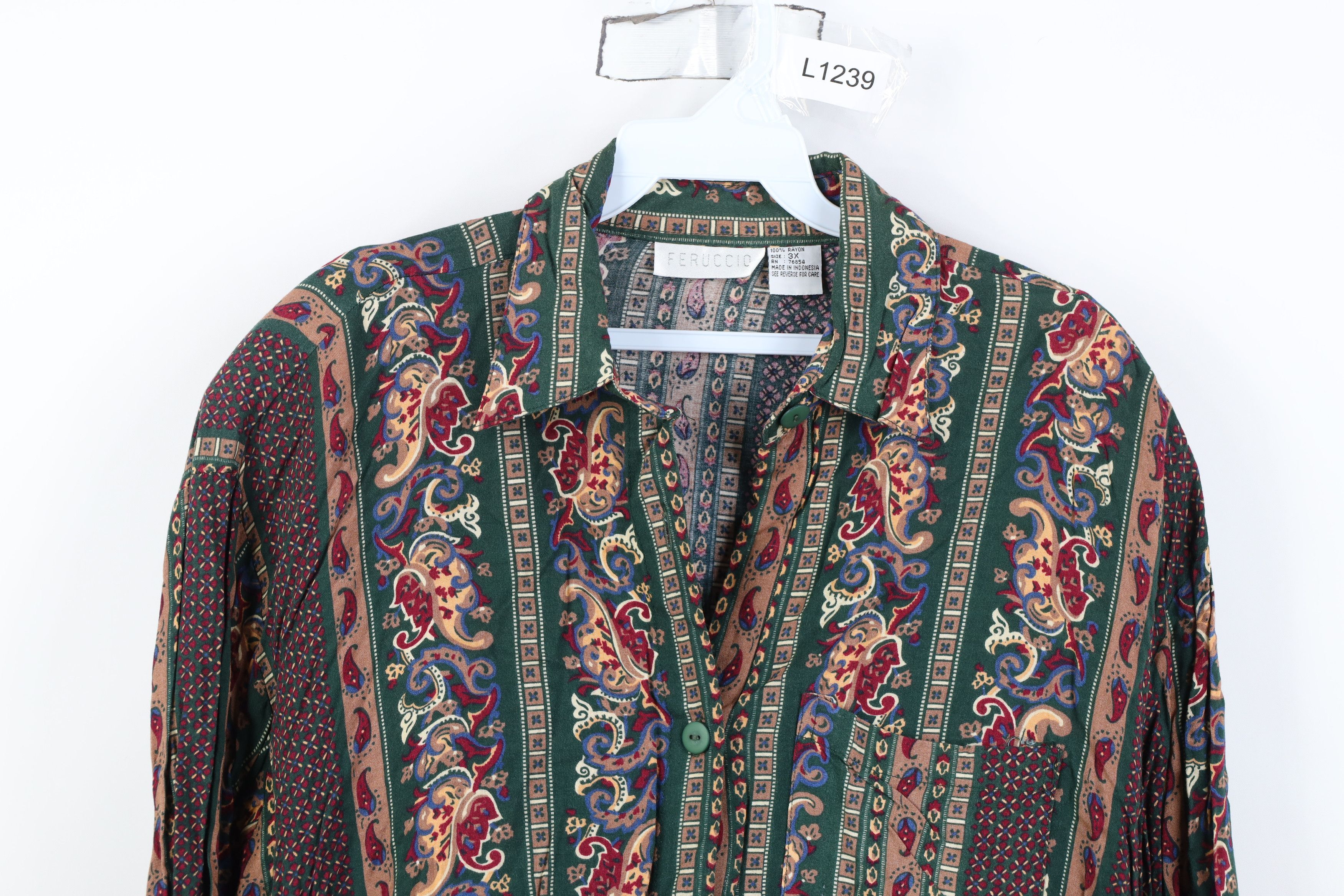 Vintage Vintage 90s Streetwear Gabardine Collared Button Shirt Size 3XL / US 20-22 - 2 Thumbnail