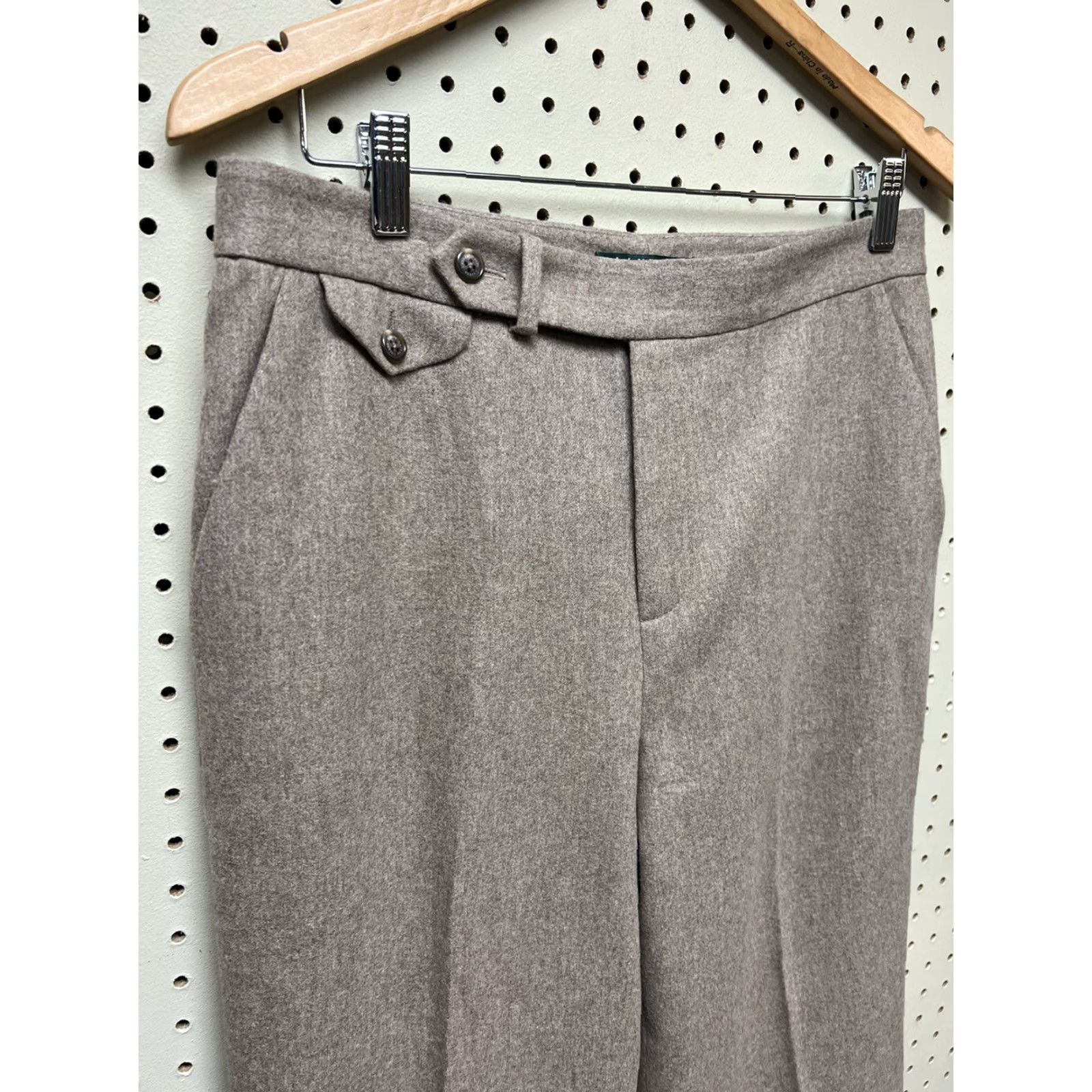 Ralph Lauren VINTAGE Lauren Ralph Lauren Pants Camel Tan Wool Flannel Size 10 Straight Leg, Pockets, Pleated, Dress Pants, Fall Winter Womens Size 32" / US 10 / IT 46 - 3 Thumbnail