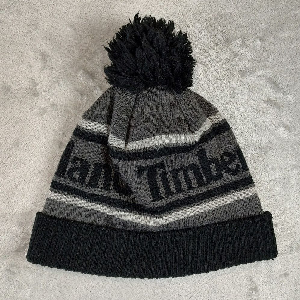 Timberland Timberland grey/black logo pom pom winter beanie unisex OS Size ONE SIZE - 1 Thumbnail