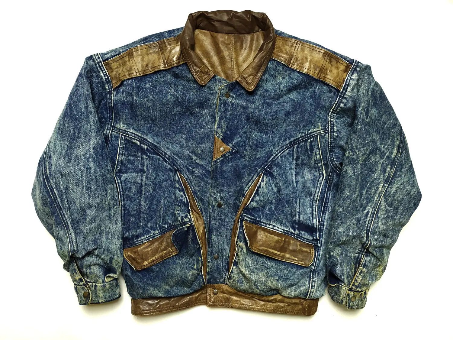 Vintage Vintage Reversible Brown Leather Denim Jacket Size US M / EU 48-50 / 2 - 6 Thumbnail