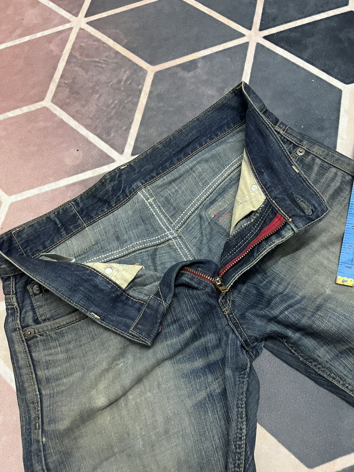 If Six Was Nine 💥Vintage Y2K Edwin Distressed Straight Cut Jeans Size US 34 / EU 50 - 12 Thumbnail