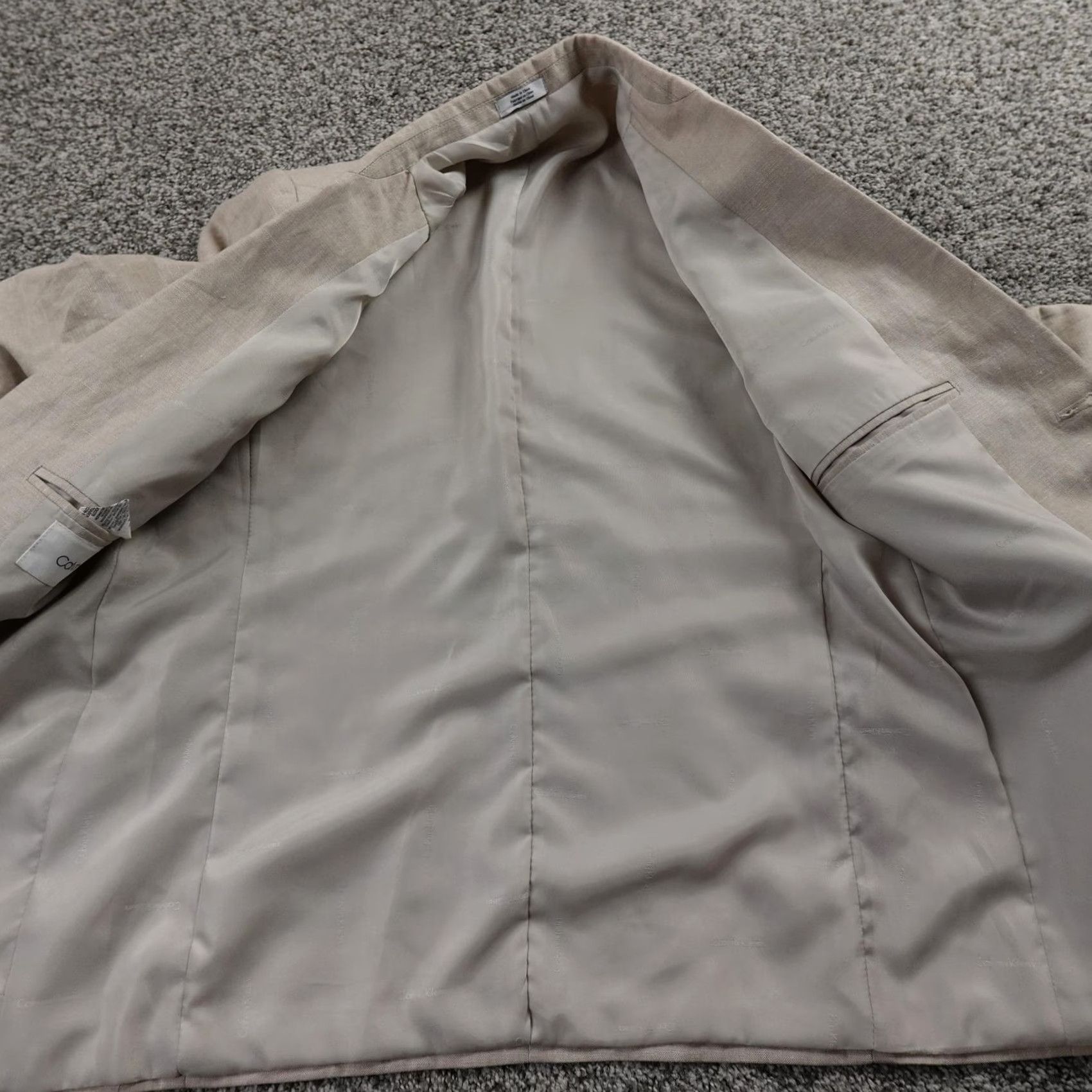 Calvin Klein Calvin Klein Blazer Womens 16 Beige Linen Blend Single-Breasted Notch Lapel 100% Polyester Lining Size XXL / US 16-18 / IT 52-54 - 6 Thumbnail