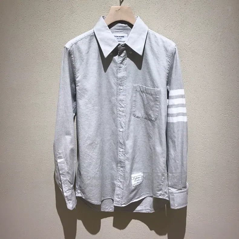 Thom Browne Thom Browne Cotton Shirt, Medium Grey Size US M / EU 48-50 / 2 - 1 Thumbnail