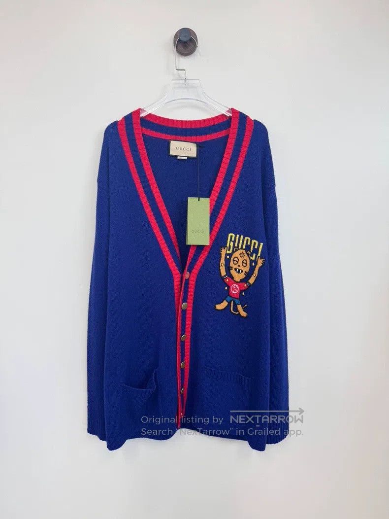 Gucci Gucci Blue animal letter embroidery logo knitted cardigan Size US S / EU 44-46 / 1 - 1 Thumbnail