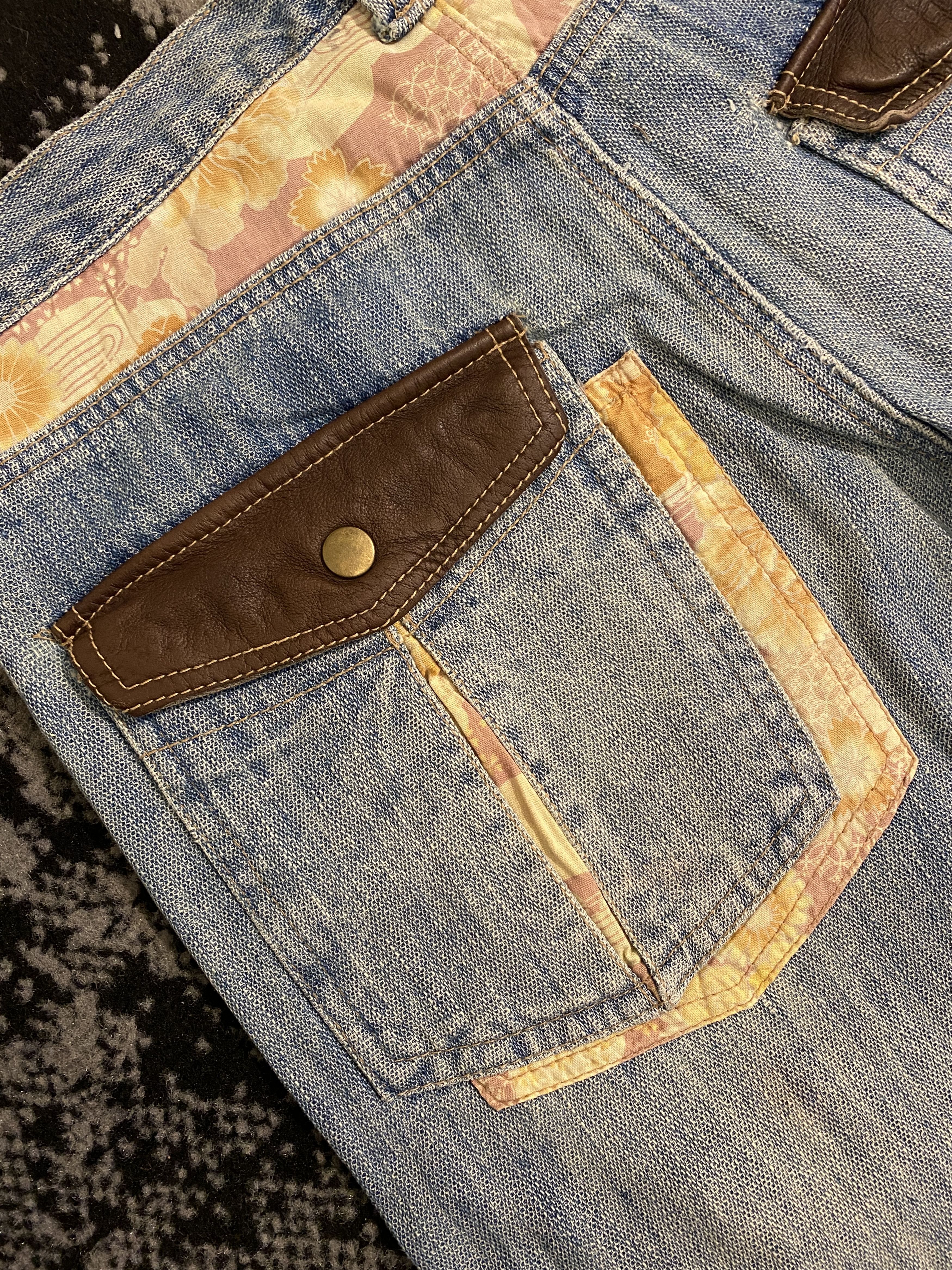 Japanese Brand Floral Patchwork Ripped Denim Vintage Japanese Brand Size US 33 - 4 Thumbnail