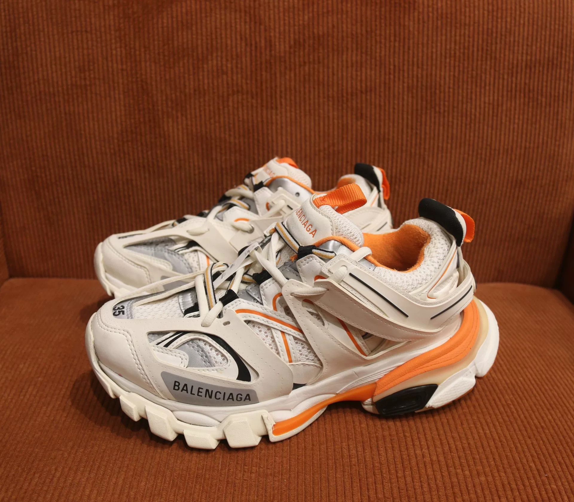 Balenciaga Balenciaga Track White Orange Sneakers Size US 4 / IT 34 - 1 Thumbnail