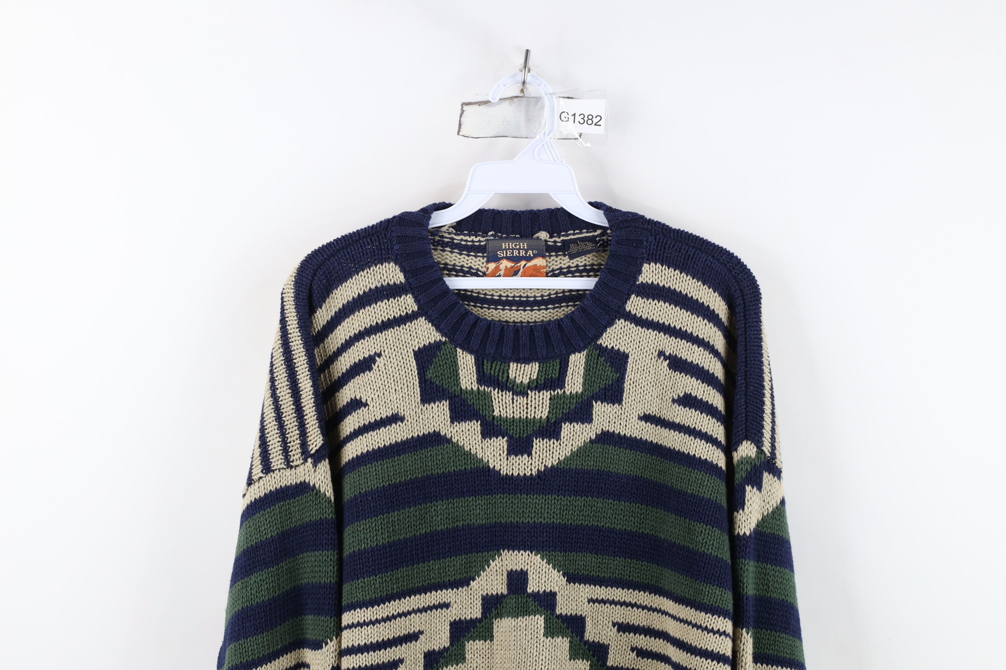 Vintage Vintage 90s Streetwear Geometric Knit Crewneck Sweater Size US L / EU 52-54 / 3 - 2 Thumbnail