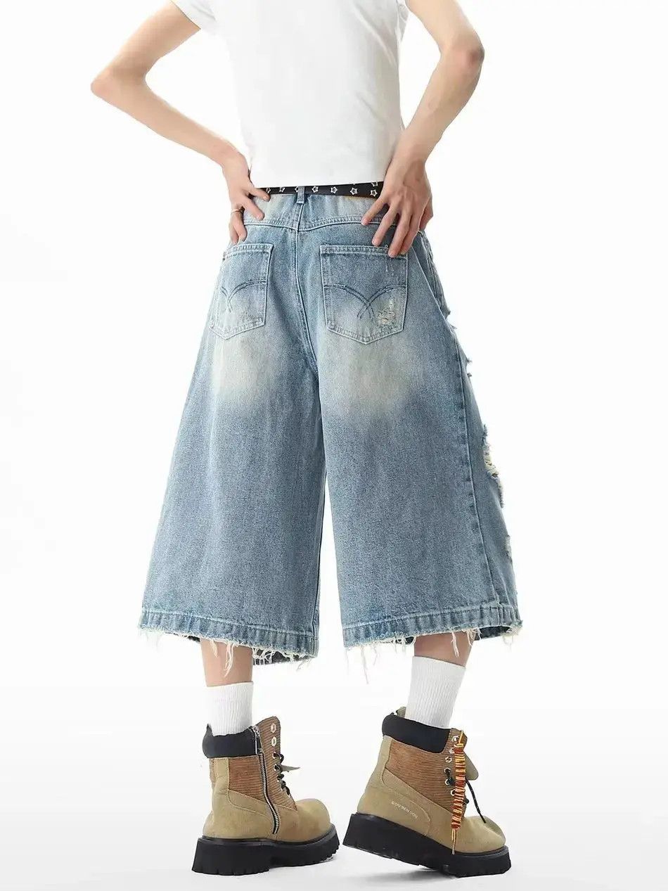 Japanese Brand Retro high street ripped denim shorts Size US 32 / EU 48 - 3 Thumbnail