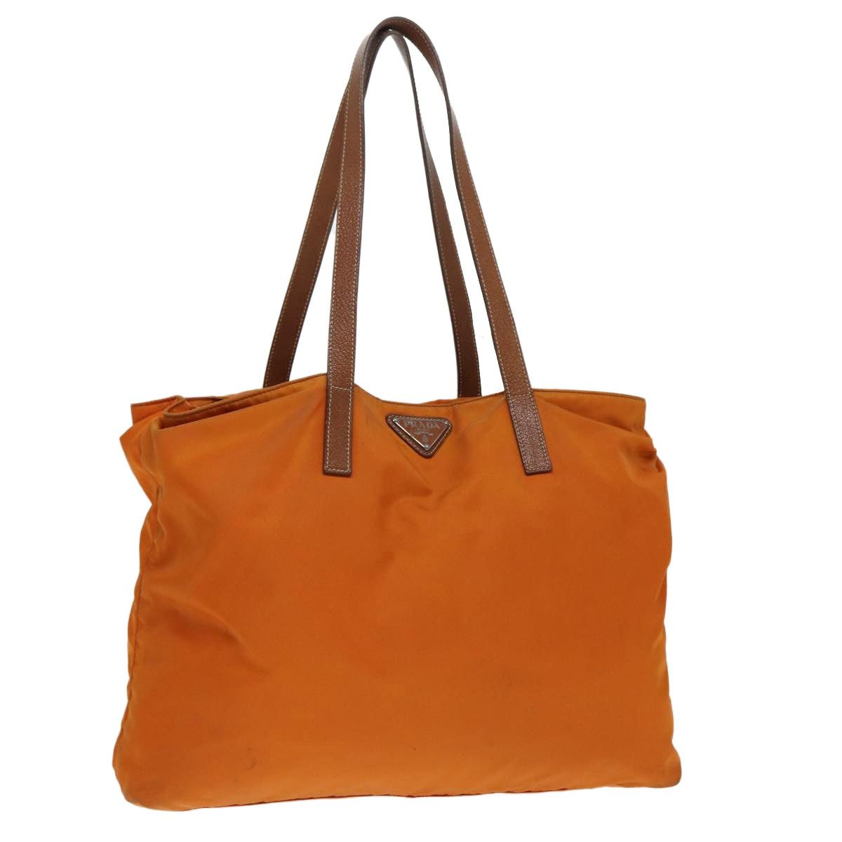 PRADA Tote Bag Nylon Orange Silver