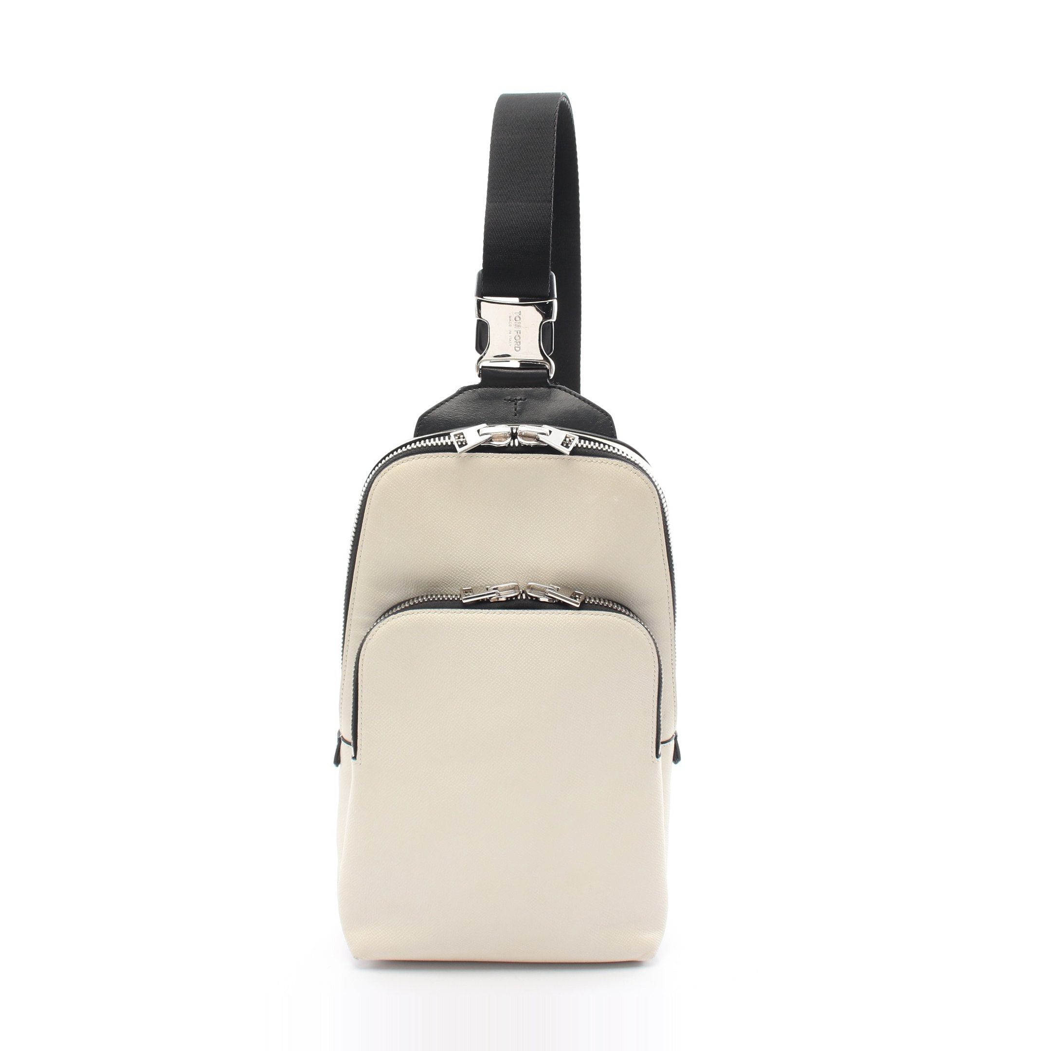 Tom Ford Body Bag Leather Off White Black
