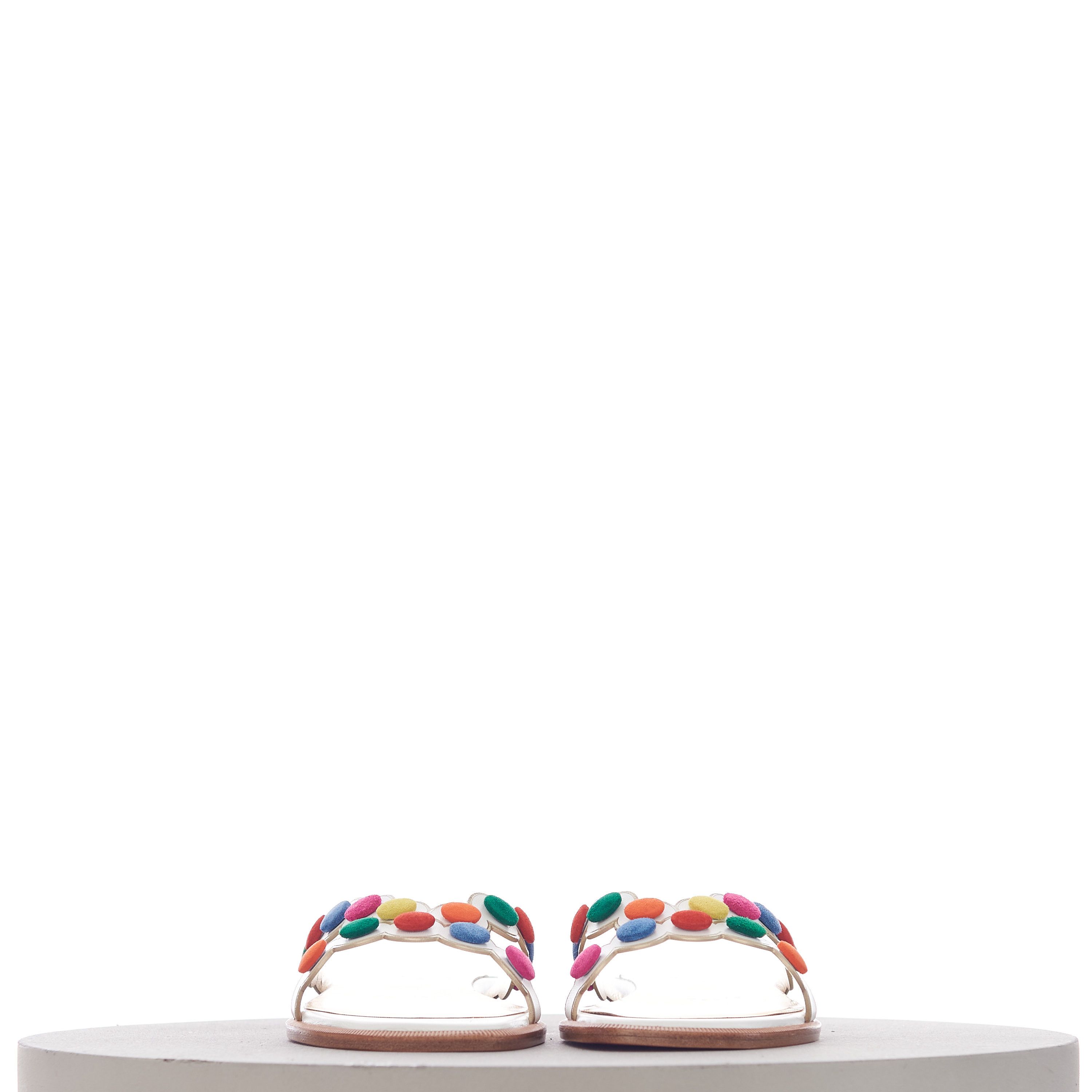 Christian Louboutin Smarta Flat Sandals In White Kid Leather Size US 7.5 / IT 37.5 - 3 Thumbnail